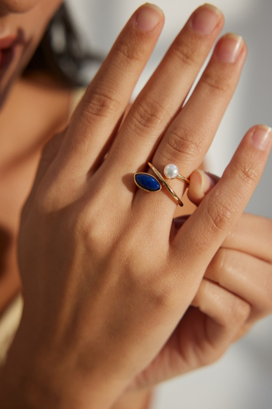 Natural Sterling Silver Lapis Lazuli and Freshwater Pearl Ring