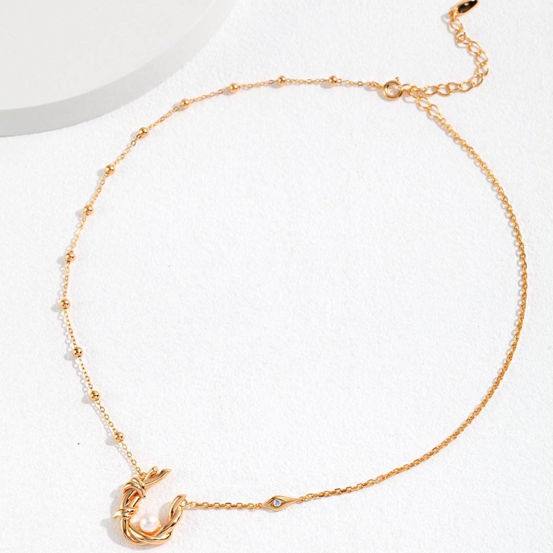 Sterling Silver Freshwater Pearl Necklace, Gold Plated