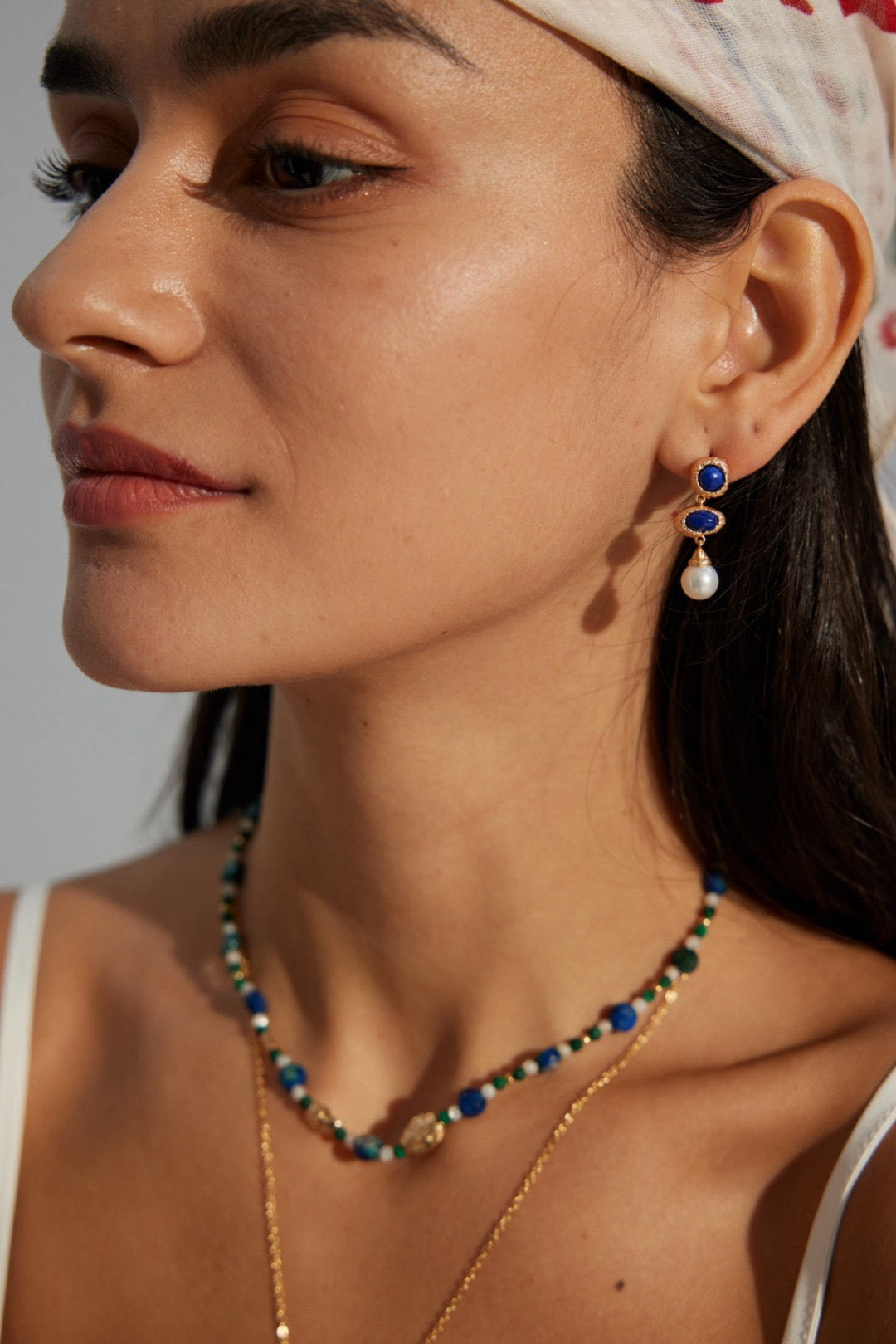 Natural Sterling Silver Lapis Lazuli and Freshwater Pearl Earrings