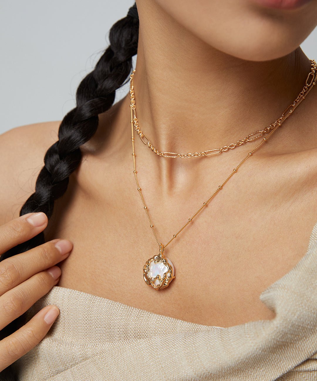 Sterling Silver Baroque Pearl Necklace