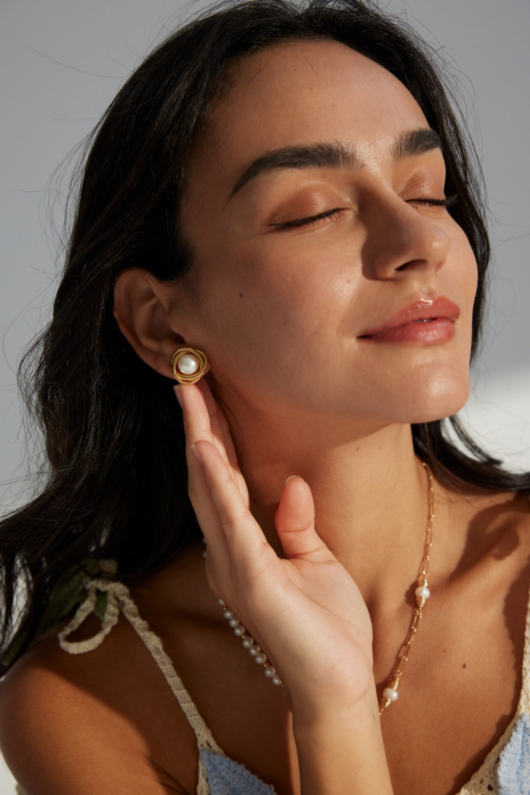 Freshwater Pearl Earrings in Sterling Silver and Gold Plated