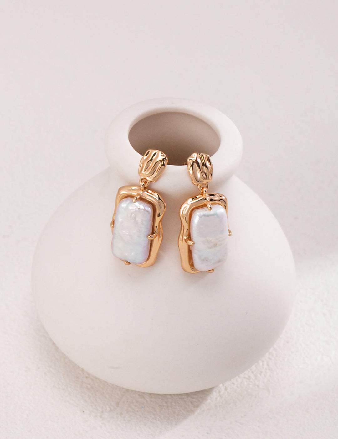 Natural Baroque Pearl Drop Earrings in Sterling Silver Gold Plated