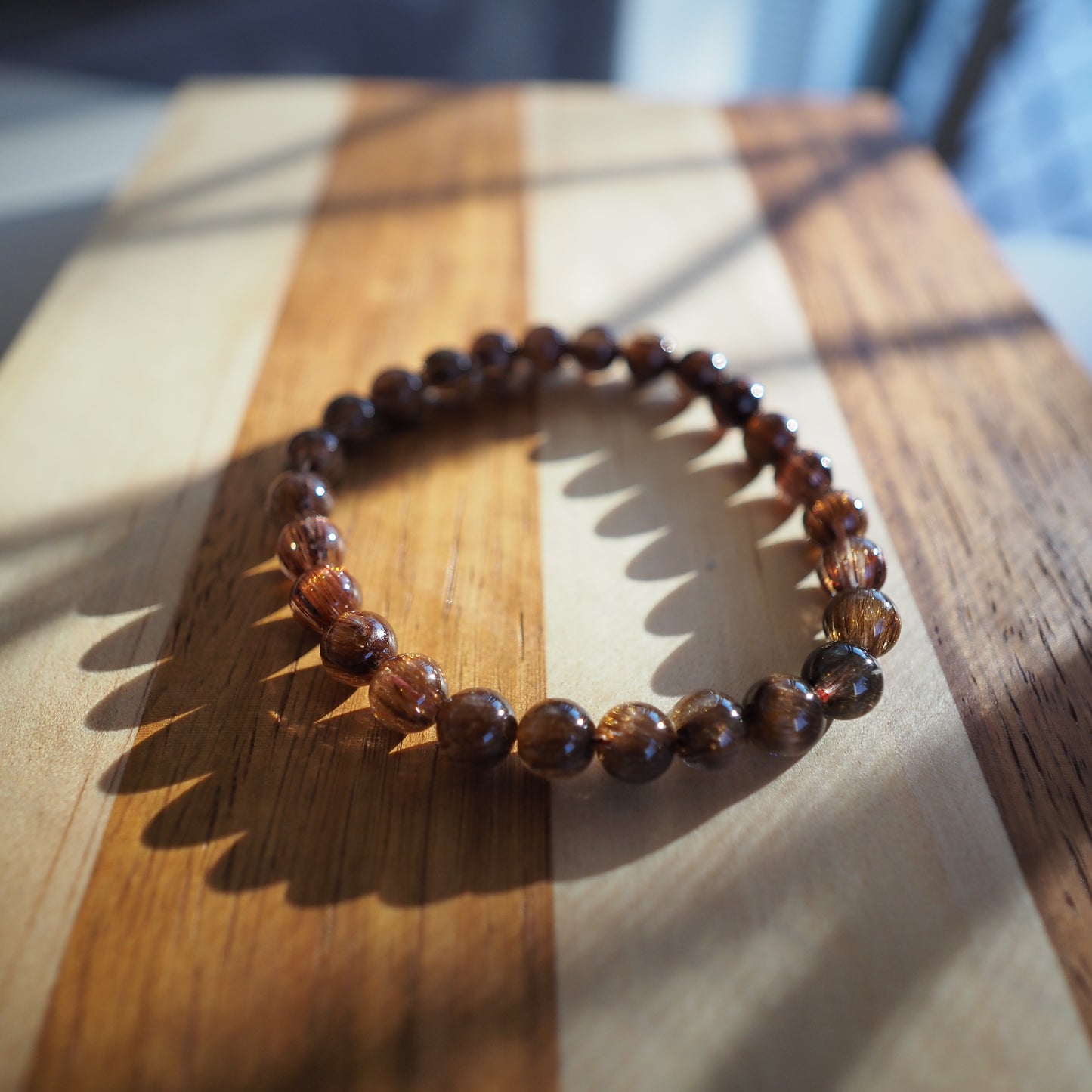 Quality Stunning Red Copper Rutilated Quartz Bracelet 7.5mm Zennara