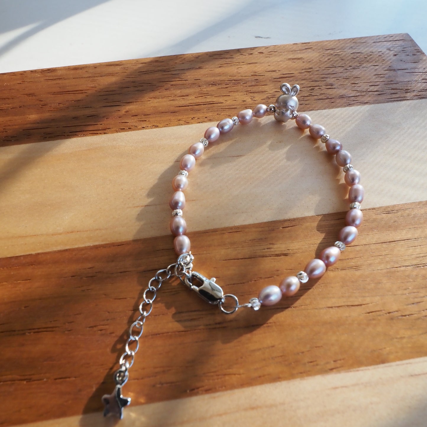 Natural Freshwater Pearl with S925 Rabbit Charm Bracelet Zennara