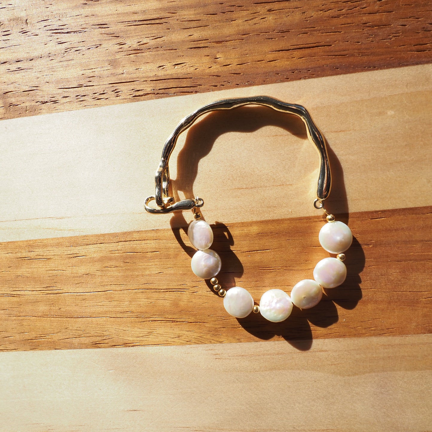 Natural Freshwater Pearls Bracelet, Gold Plated Zennara