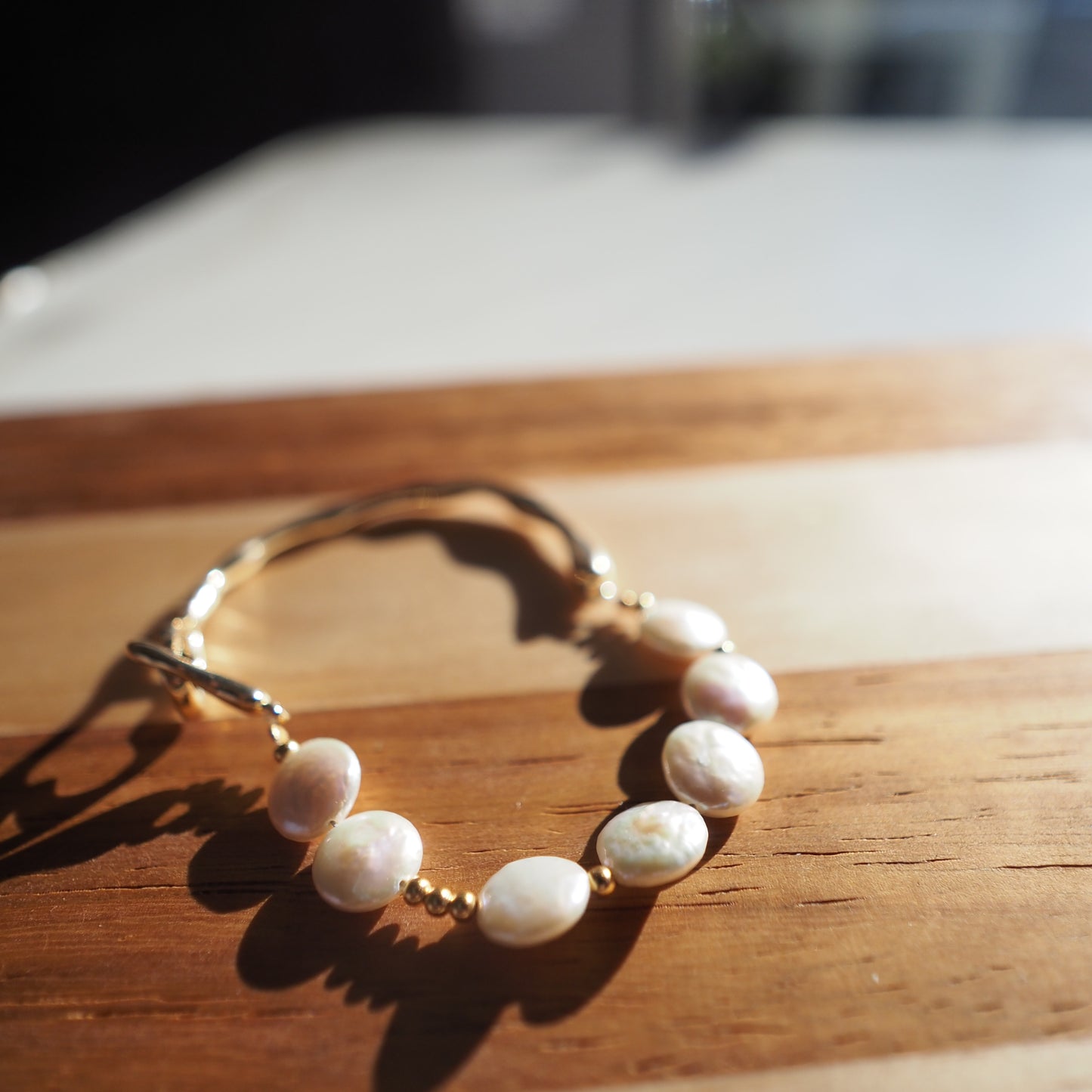 Natural Freshwater Pearls Bracelet, Gold Plated Zennara