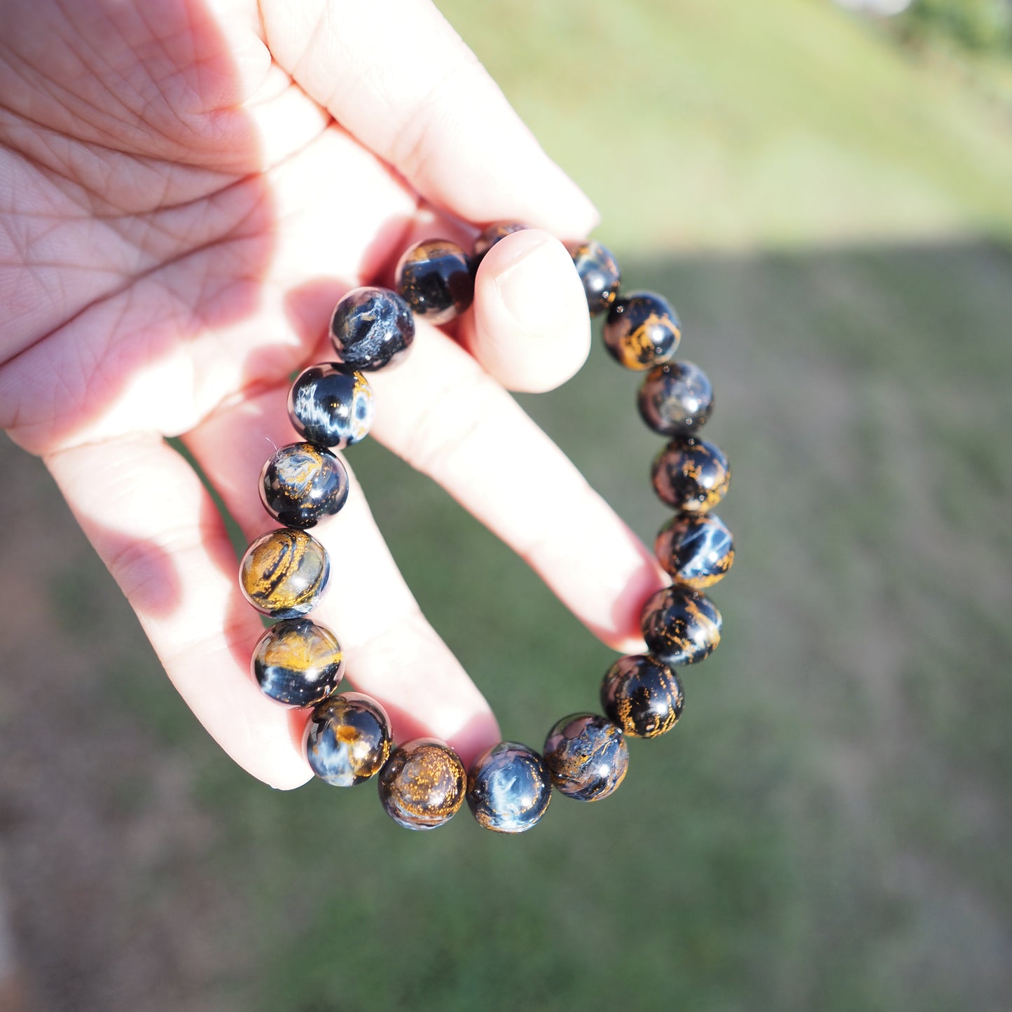 Natural Genuine Blue Brown Pietersite Beads Bracelet 11mm