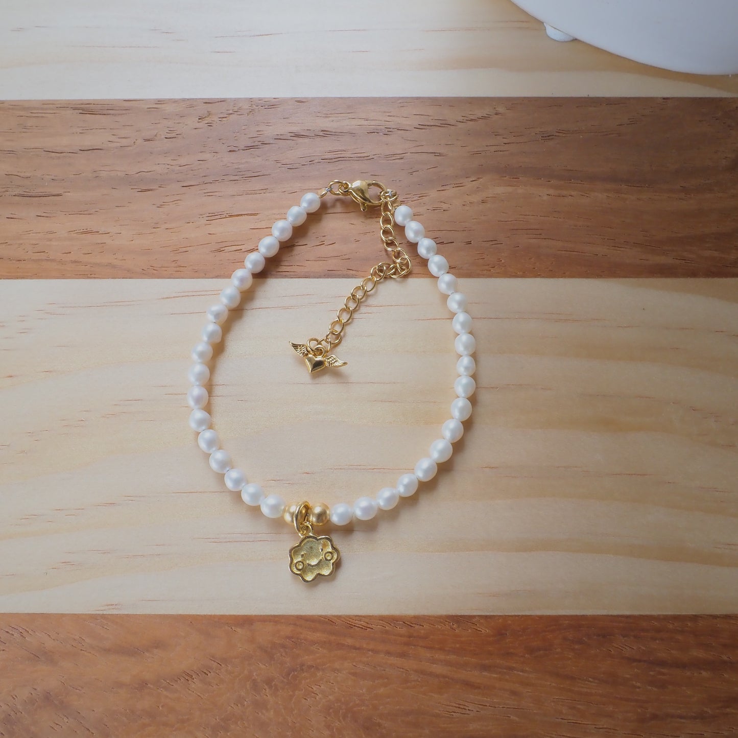 Natural Freshwater Pearls Bracelet, 14K Gold Plated