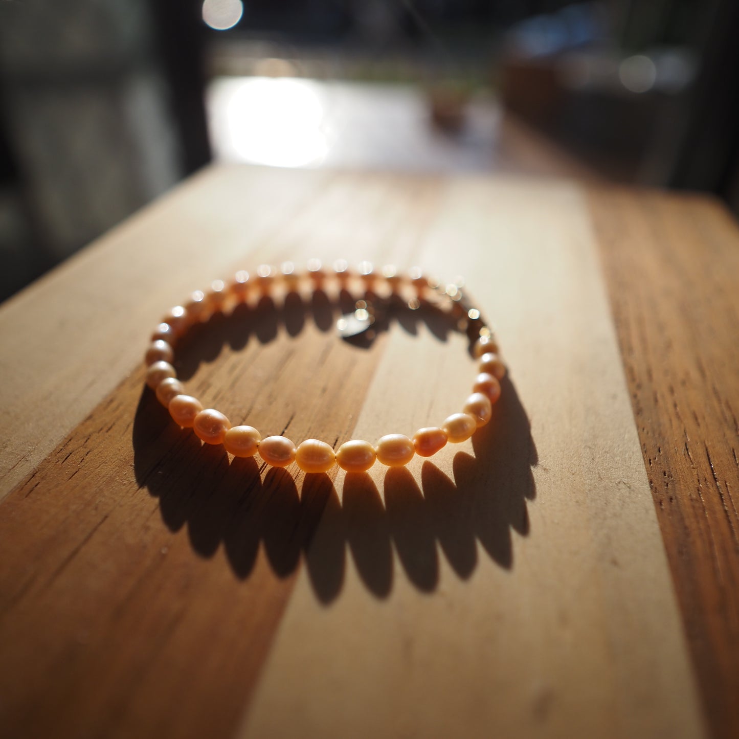 Natural Pinky Orange High Luster Bead Freshwater Pearls Bracelet