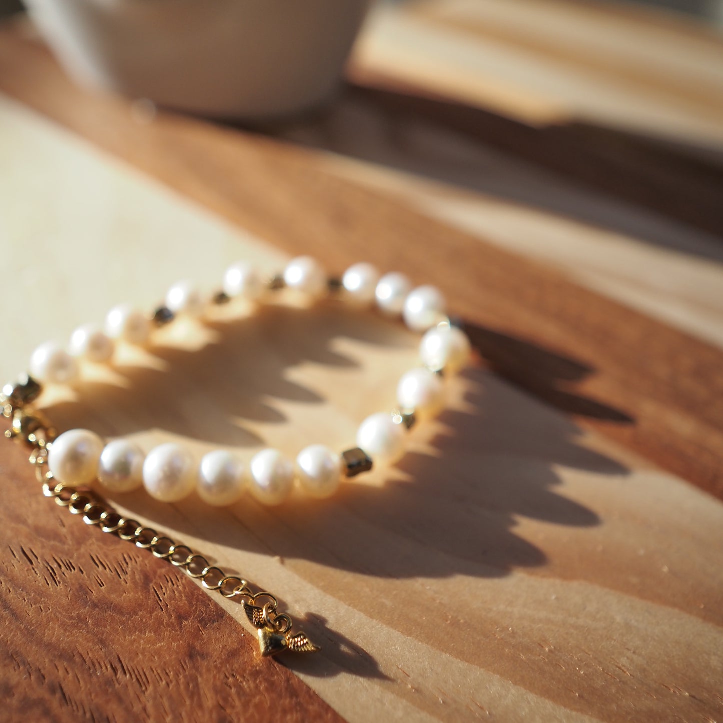 Natural Freshwater Pearls Bracelet, 14K Gold Plated