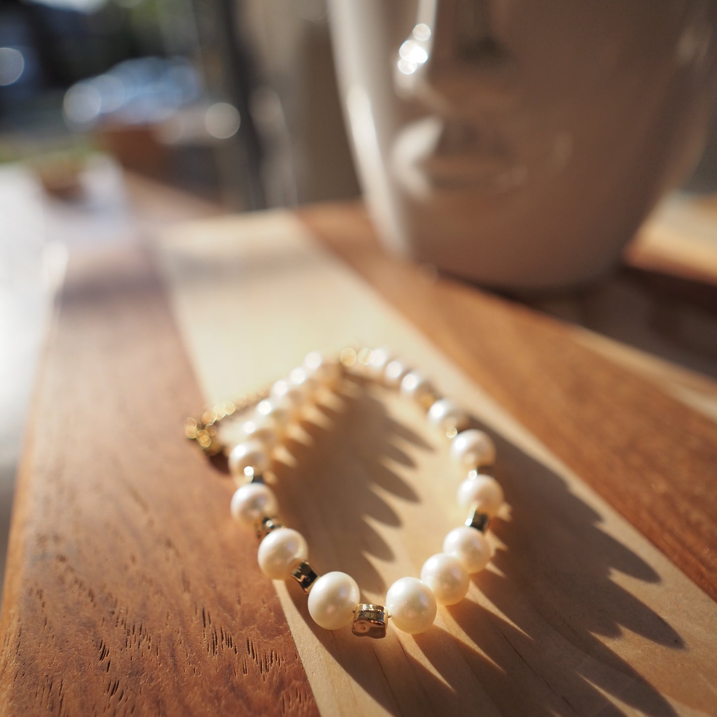 Natural Freshwater Pearls Bracelet, 14K Gold Plated