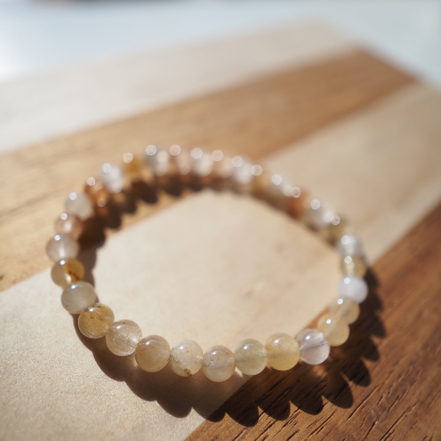 Natural Multicolor Rutilated Quartz Beads Bracelet 6mm