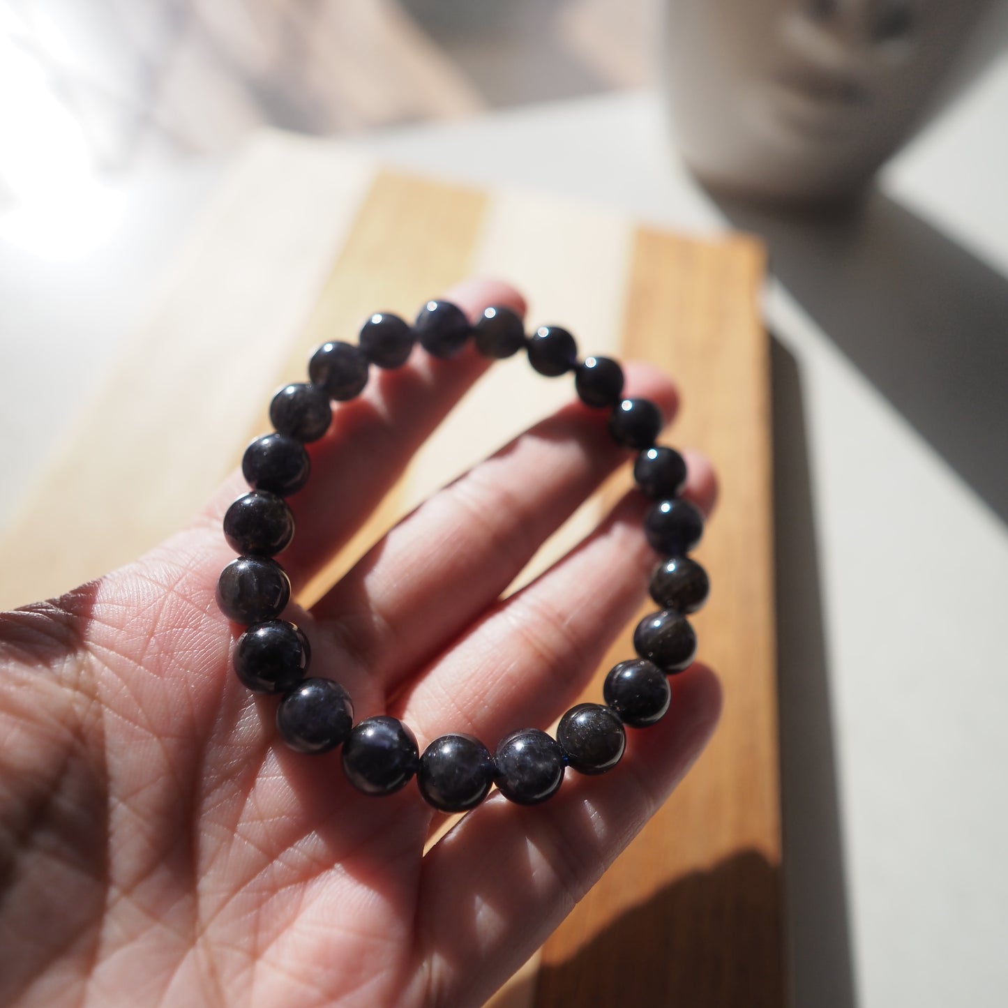 Natural Genuine Cordierite Beads Bracelet 8mm