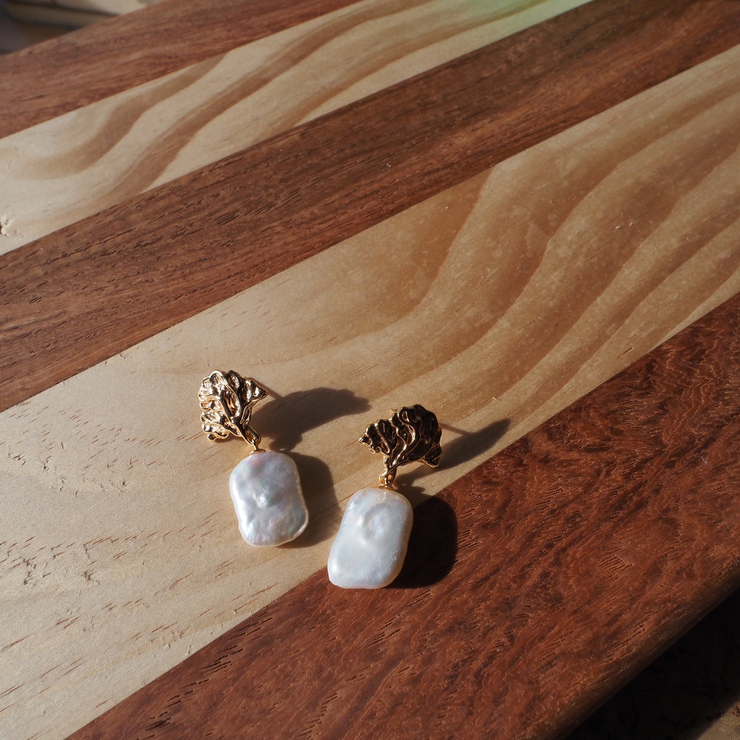 Natural Baroque Pearl Drop Earrings in Sterling Silver Gold Plated