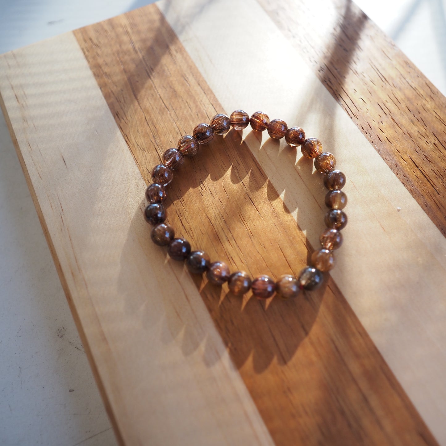 Quality Stunning Red Copper Rutilated Quartz Bracelet 7.5mm Zennara