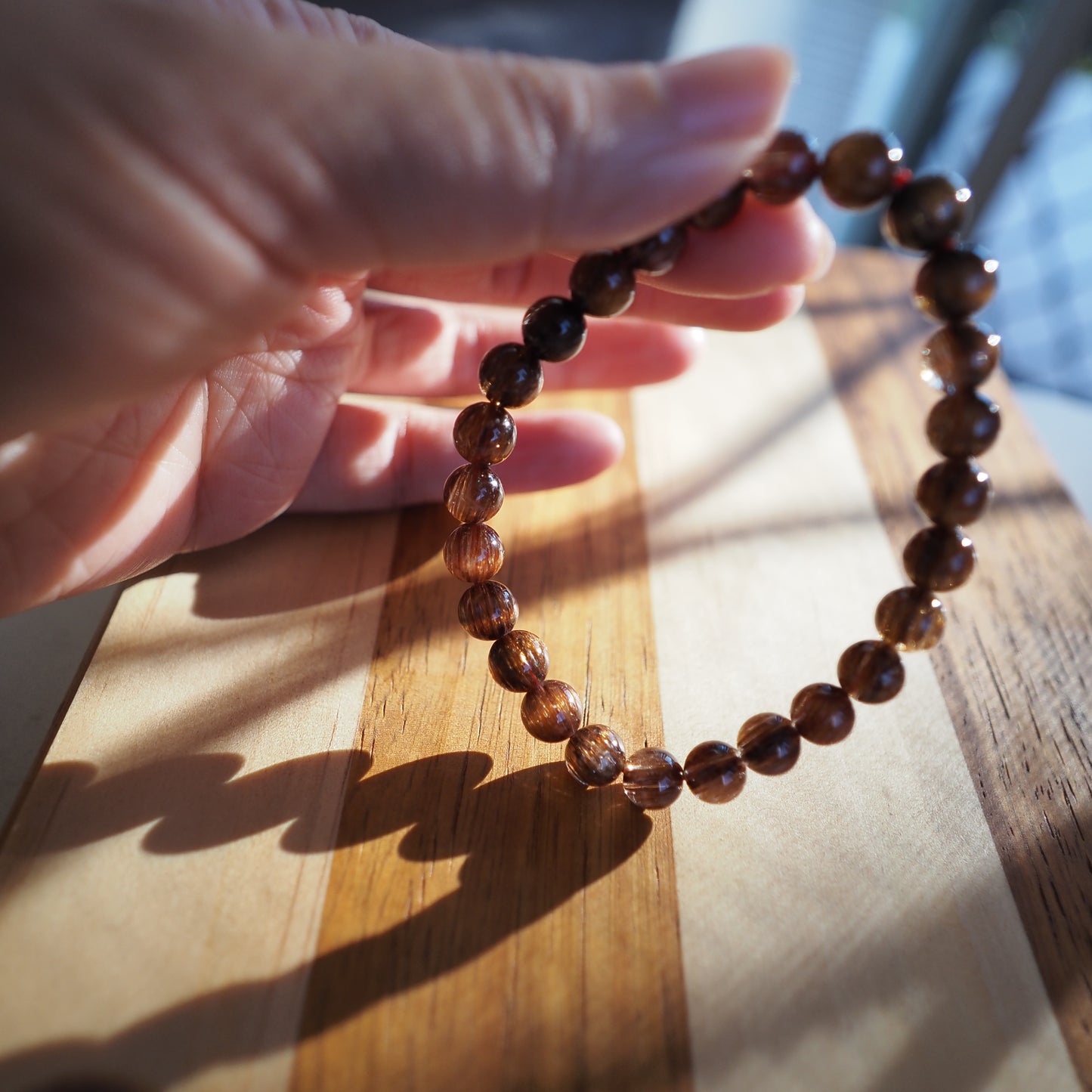Quality Stunning Red Copper Rutilated Quartz Bracelet 7.5mm Zennara