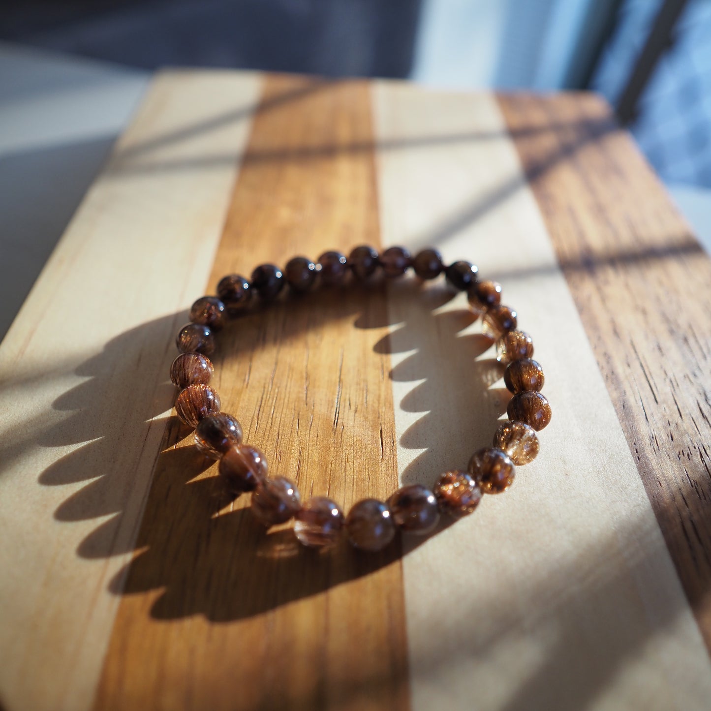 Quality Stunning Red Copper Rutilated Quartz Bracelet 7.5mm Zennara