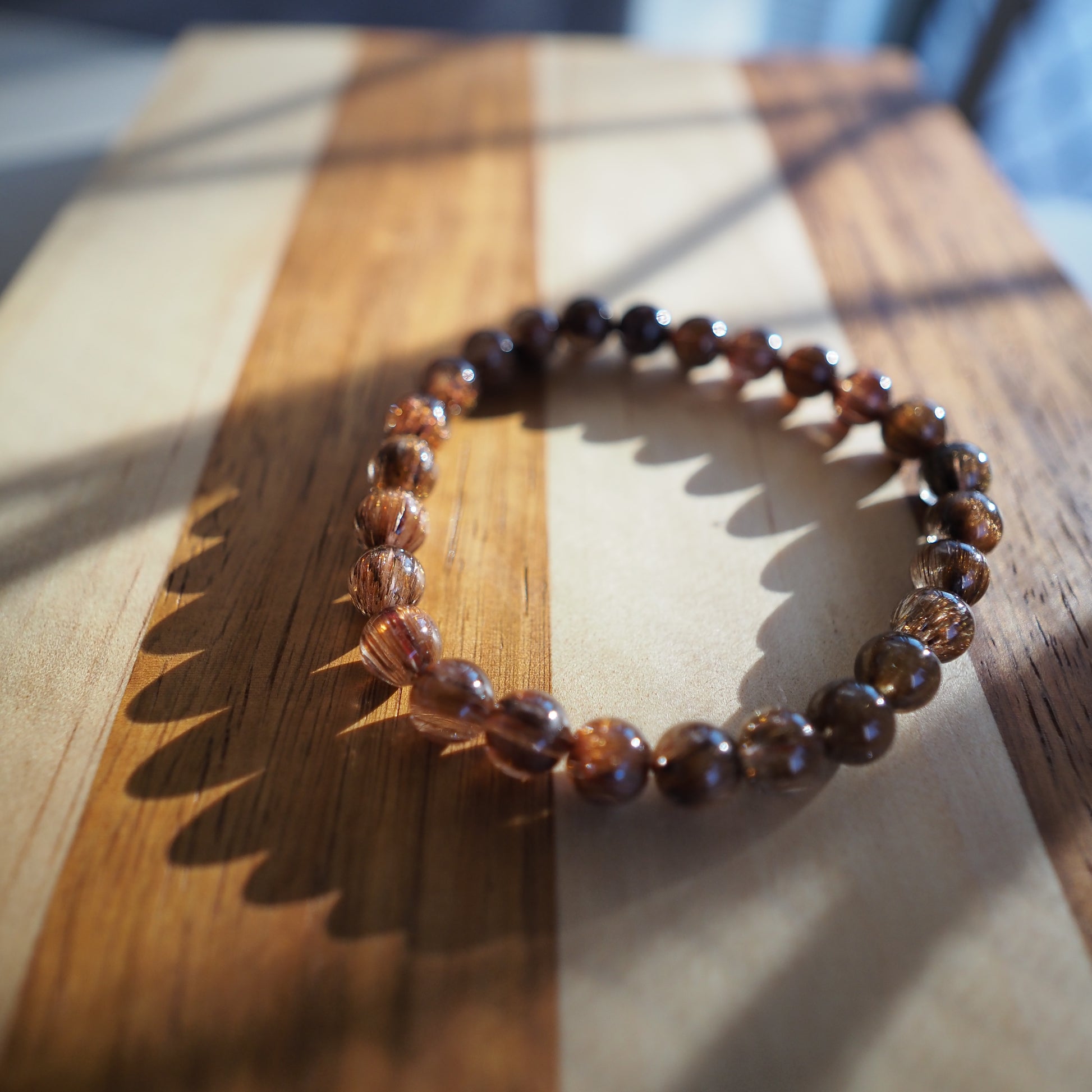 Quality Stunning Red Copper Rutilated Quartz Bracelet 7.5mm Zennara