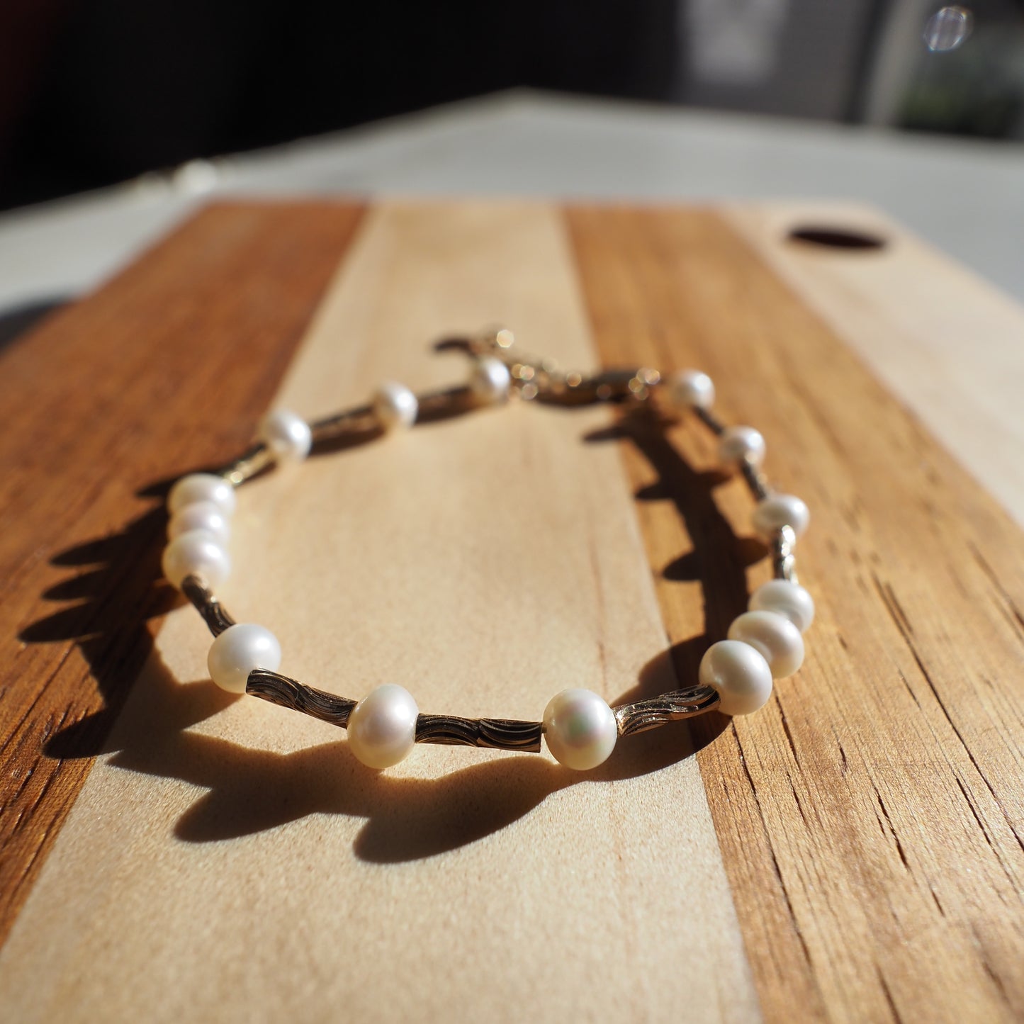 Natural Freshwater Pearls Bracelet, Gold Plated Zennara