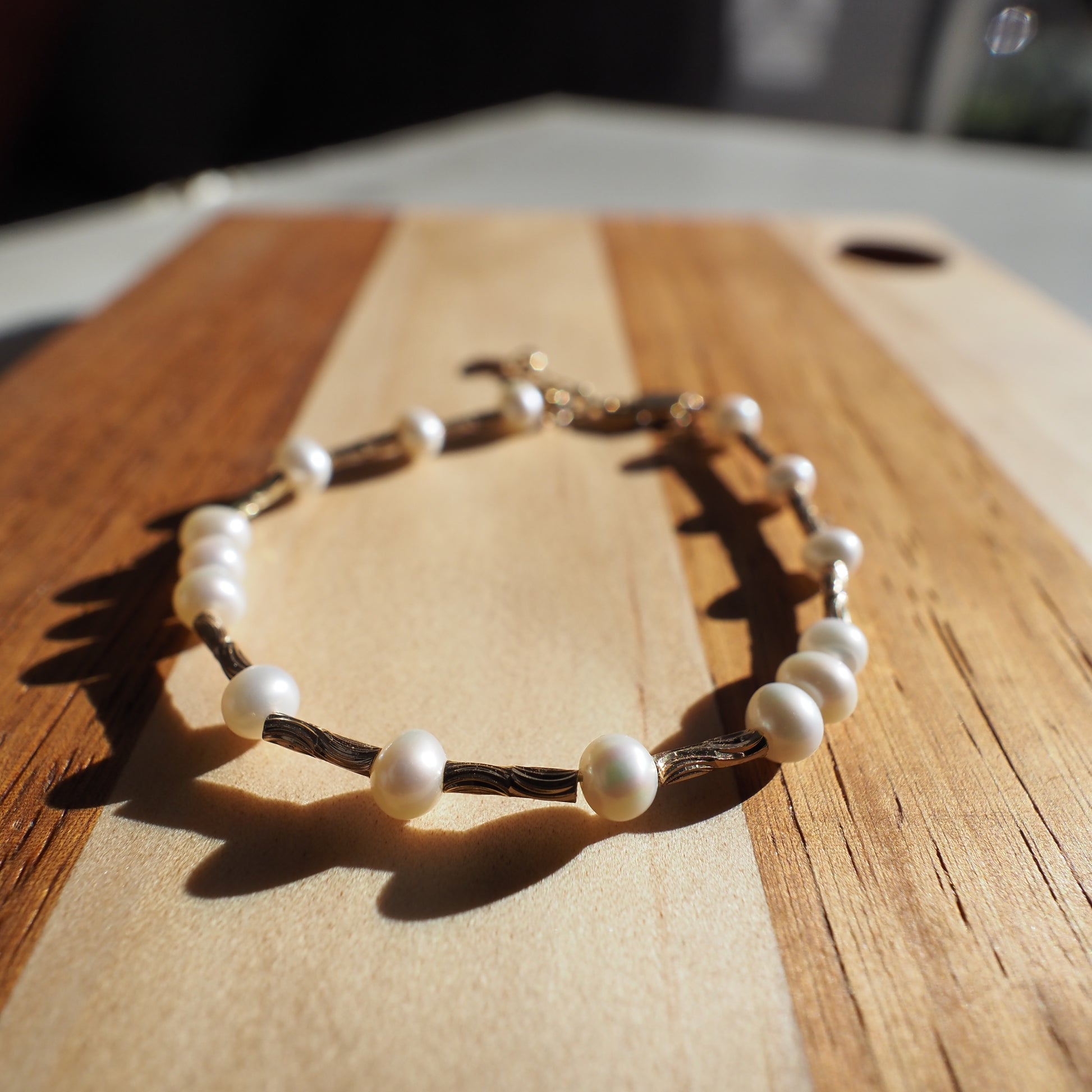 Natural Freshwater Pearls Bracelet, Gold Plated Zennara