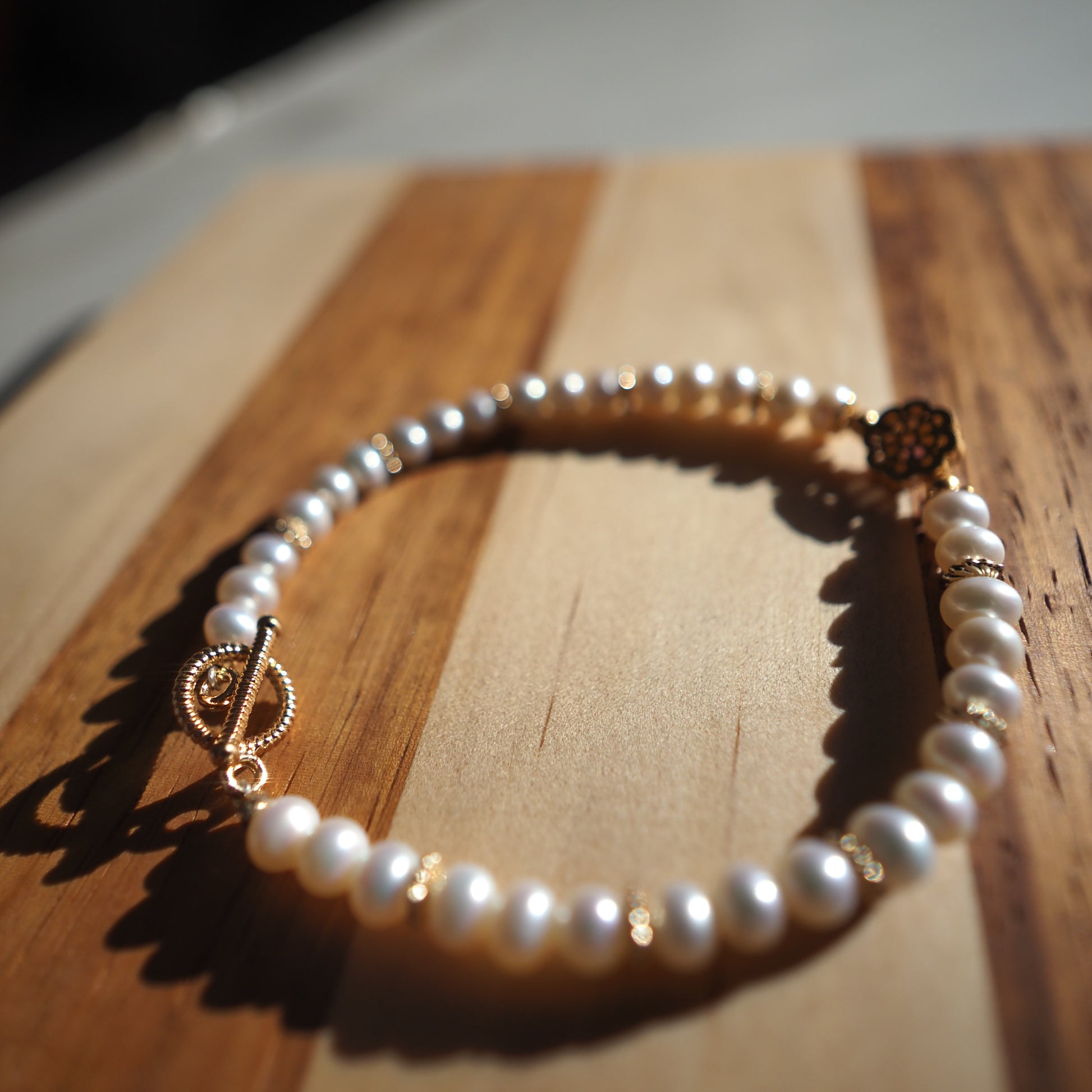 Natural Freshwater Pearl and Rubellite S925 Silver Design Bracelet 5mm Zennara