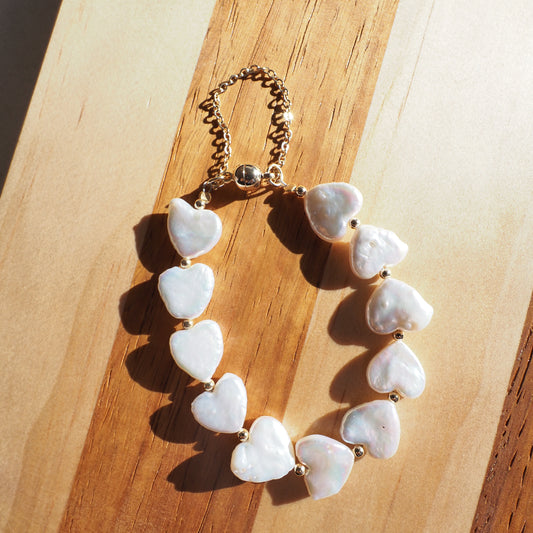 Natural Heart-Shaped Freshwater Pearls Bracelet, Gold Plated Zennara
