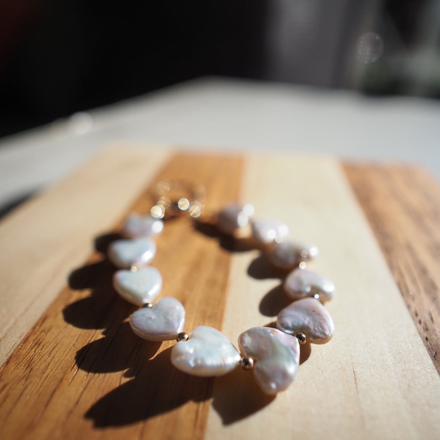 Natural Heart-Shaped Freshwater Pearls Bracelet, Gold Plated Zennara