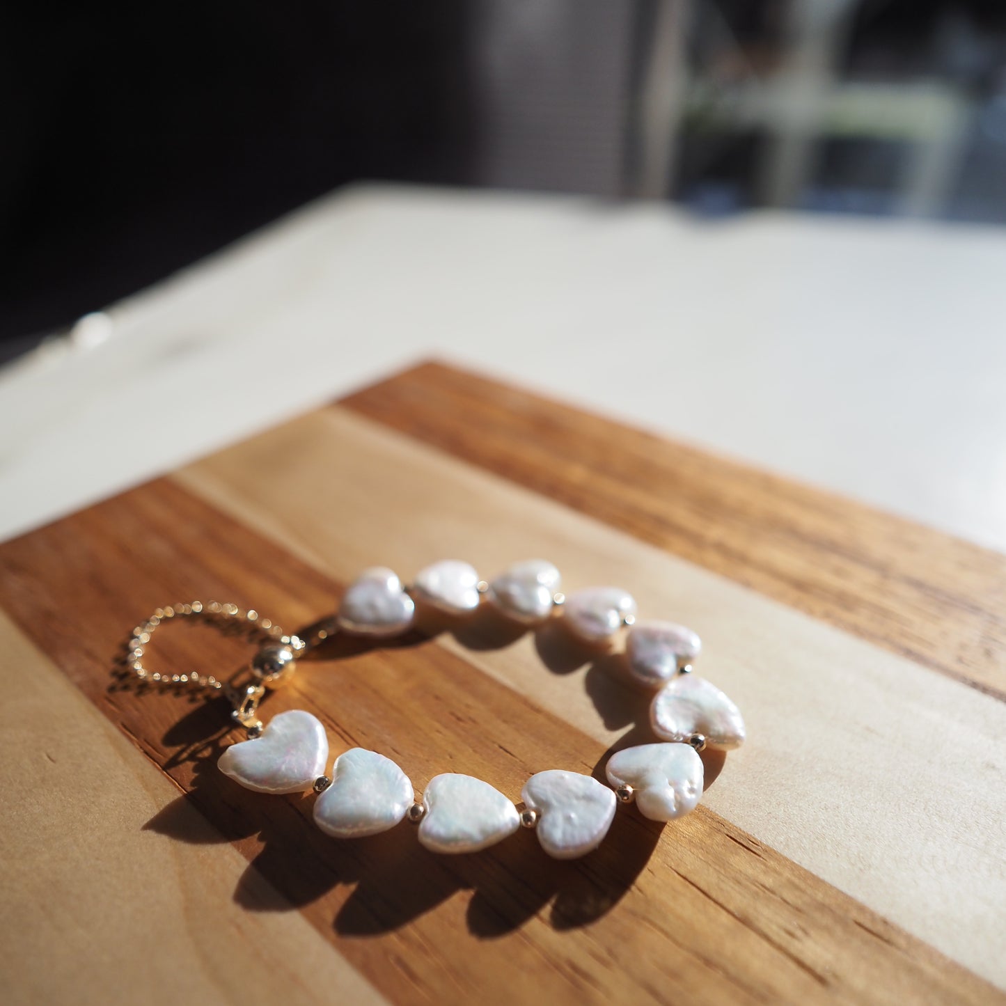 Natural Heart-Shaped Freshwater Pearls Bracelet, Gold Plated Zennara