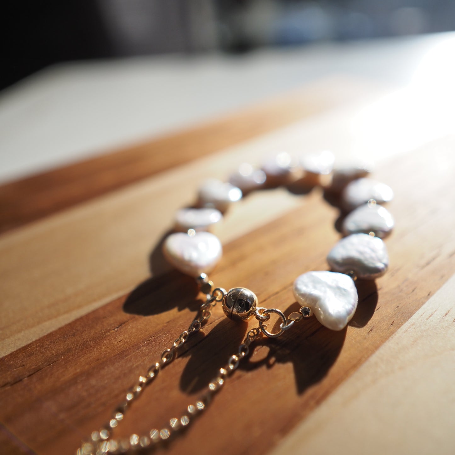 Natural Heart-Shaped Freshwater Pearls Bracelet, Gold Plated Zennara