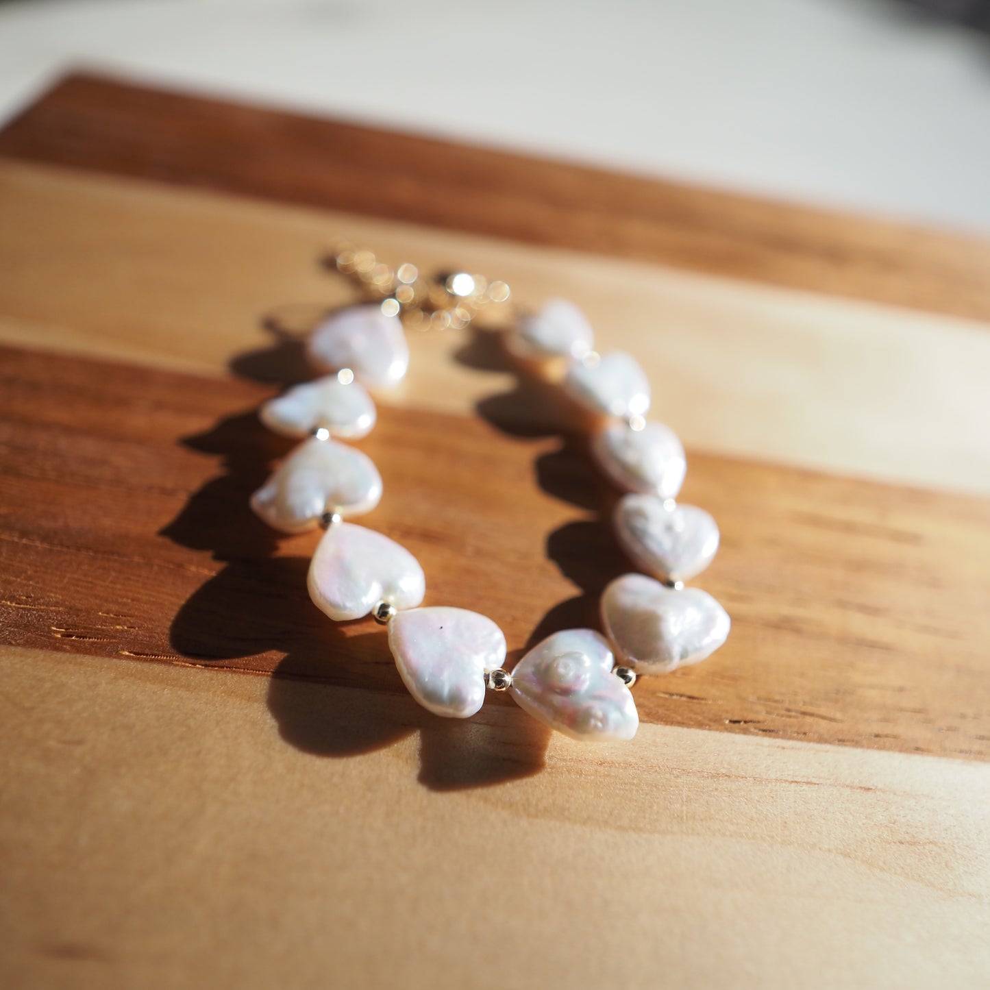 Natural Heart-Shaped Freshwater Pearls Bracelet, Gold Plated Zennara