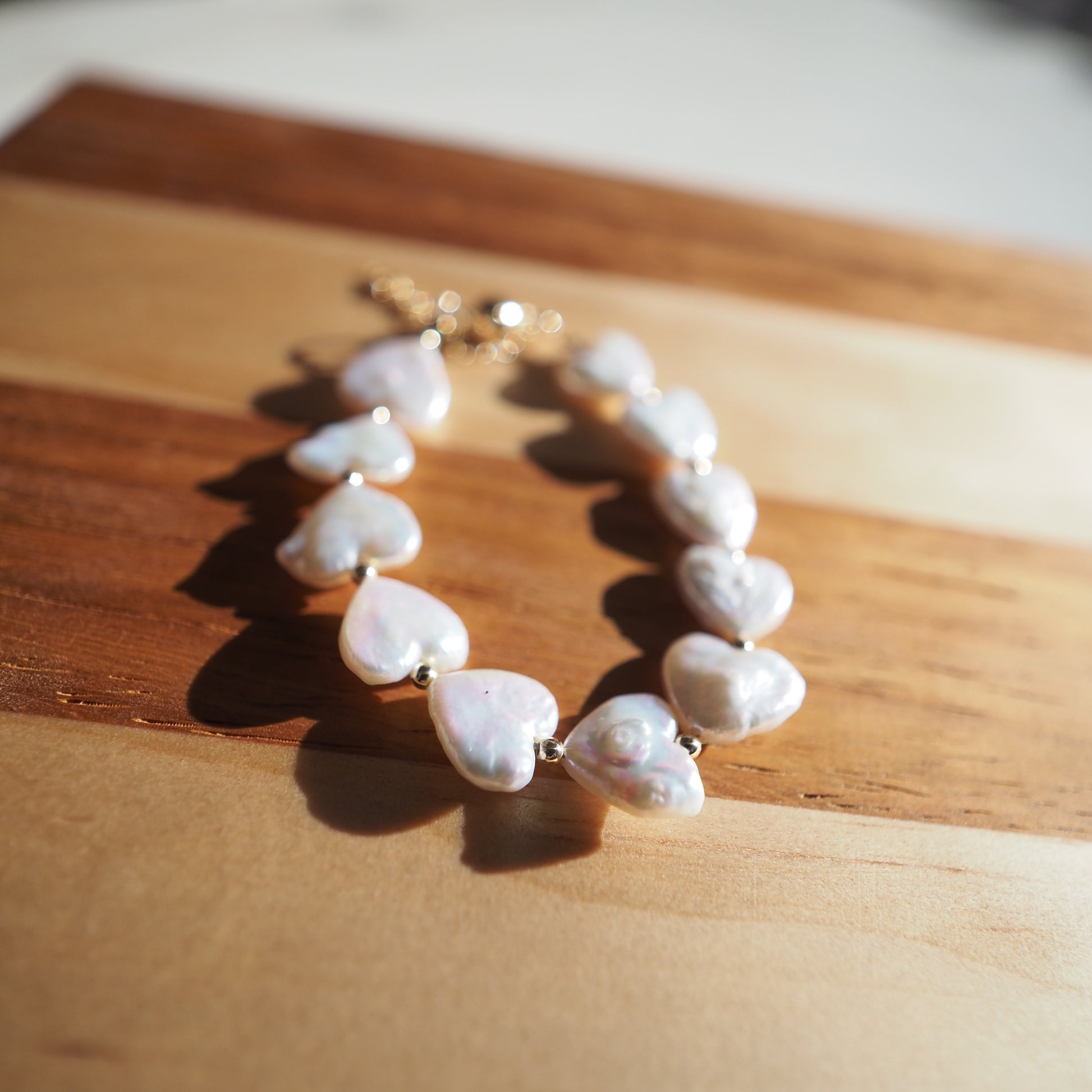 Natural Heart-Shaped Freshwater Pearls Bracelet, Gold Plated Zennara