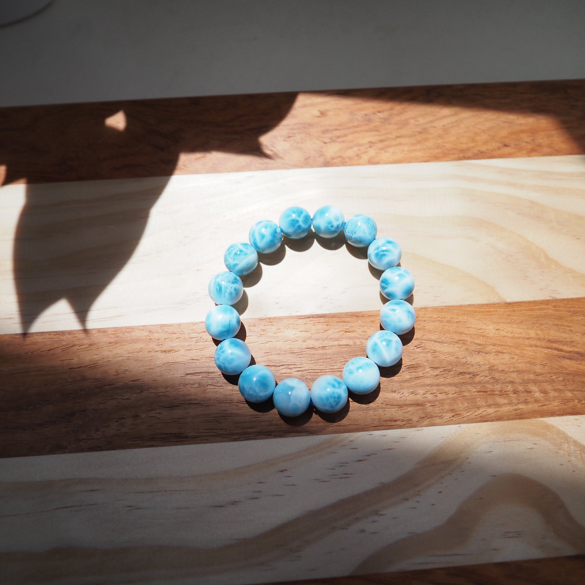 Highest Quality Gem Grade Larimar Crystal Bracelet 12mm