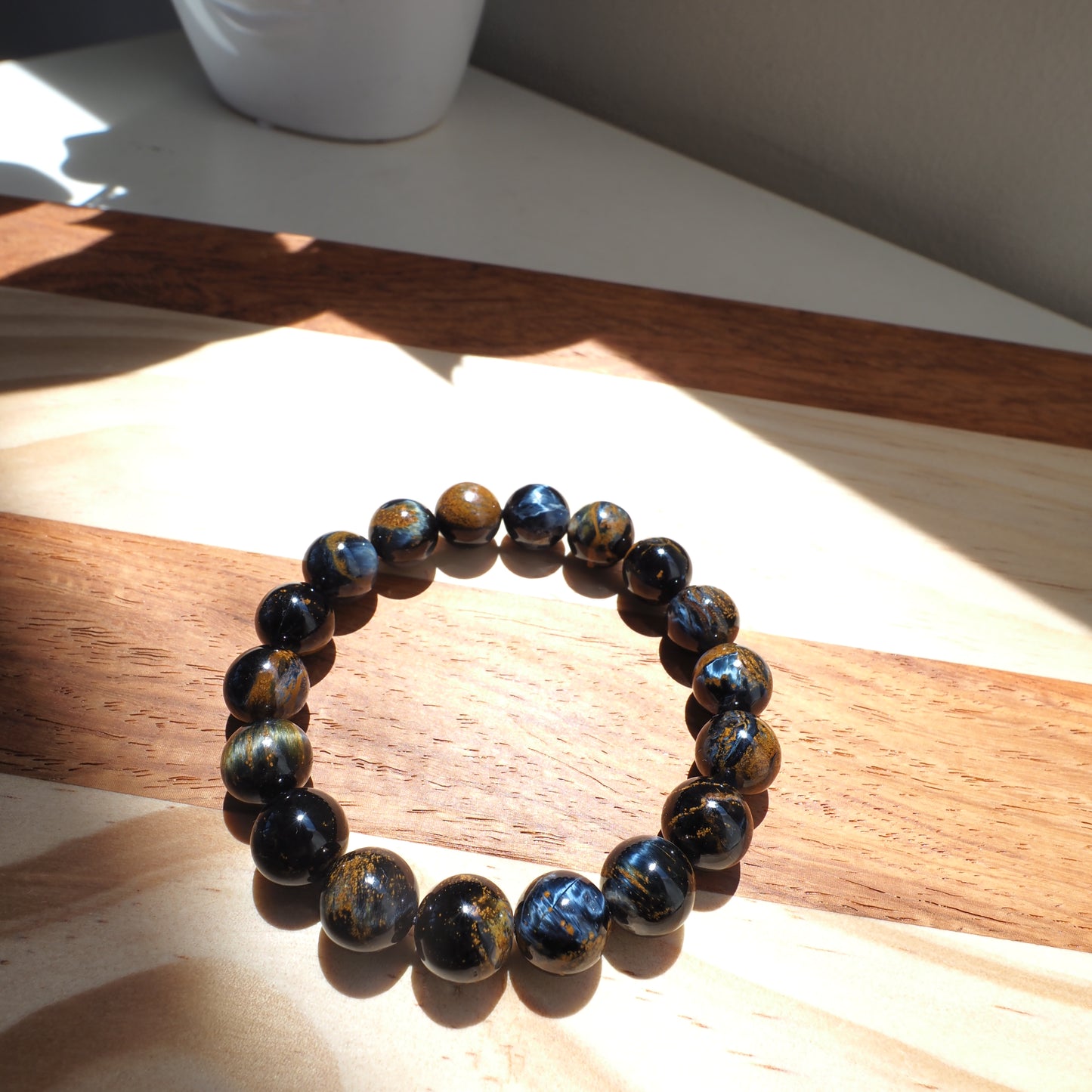 Natural Genuine Blue Brown Pietersite Beads Bracelet 11mm