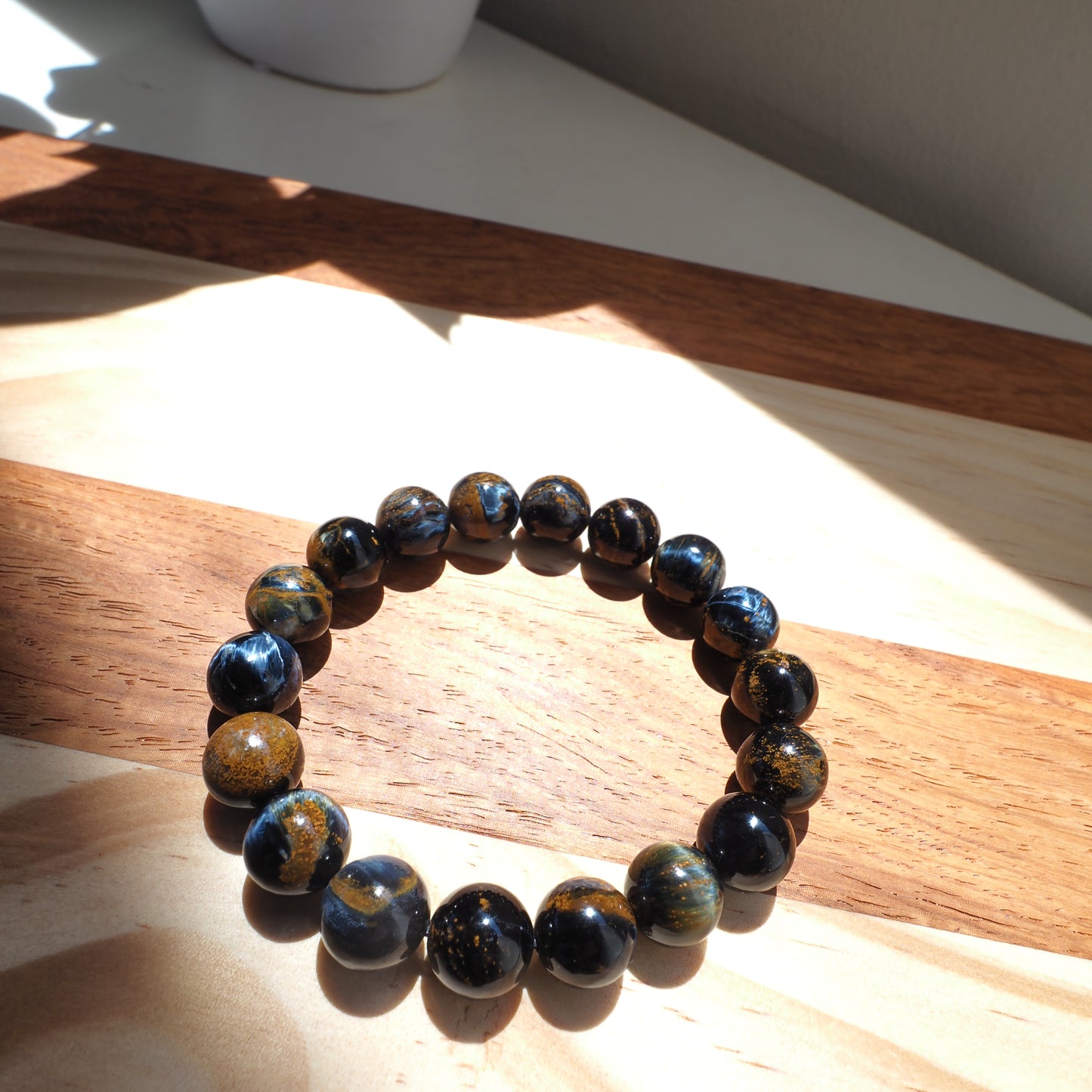 Natural Genuine Blue Brown Pietersite Beads Bracelet 11mm