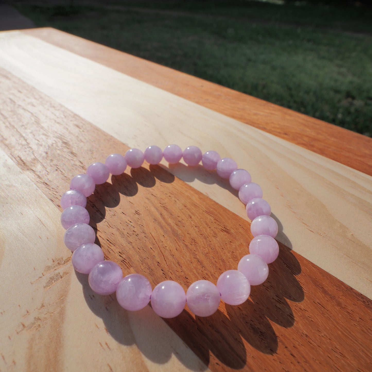 Natural Icy Cat's Eye Kunzite - Genuine Translucent Kunzite Beads Bracelet 8mm