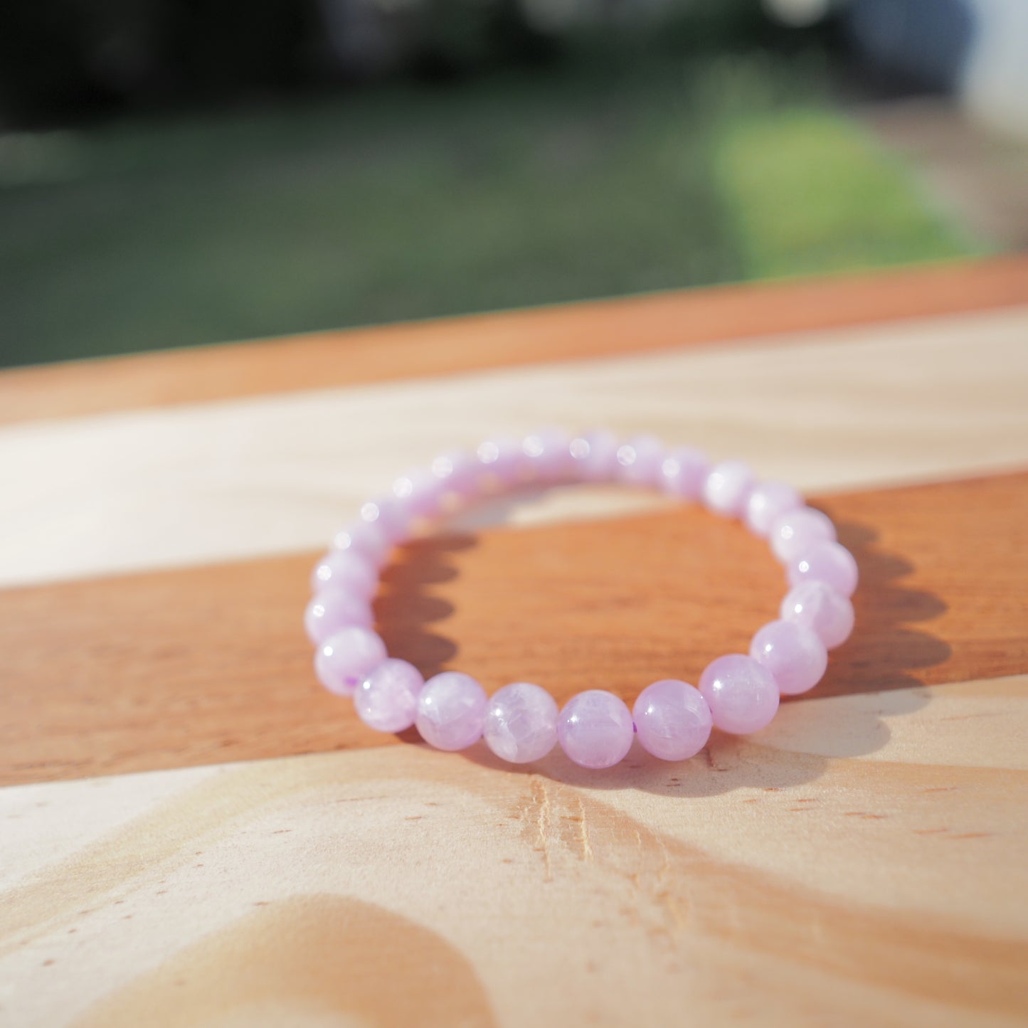 Natural Icy Cat's Eye Kunzite - Genuine Translucent Kunzite Beads Bracelet 8mm