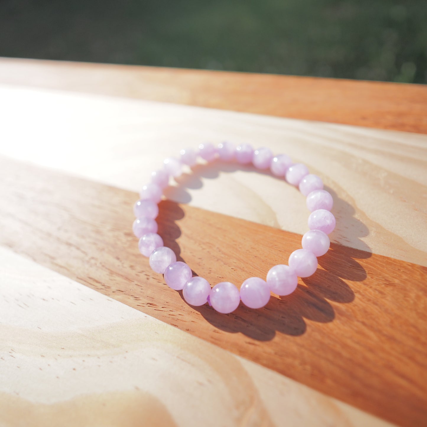 Natural Icy Cat's Eye Kunzite - Genuine Translucent Kunzite Beads Bracelet 8mm