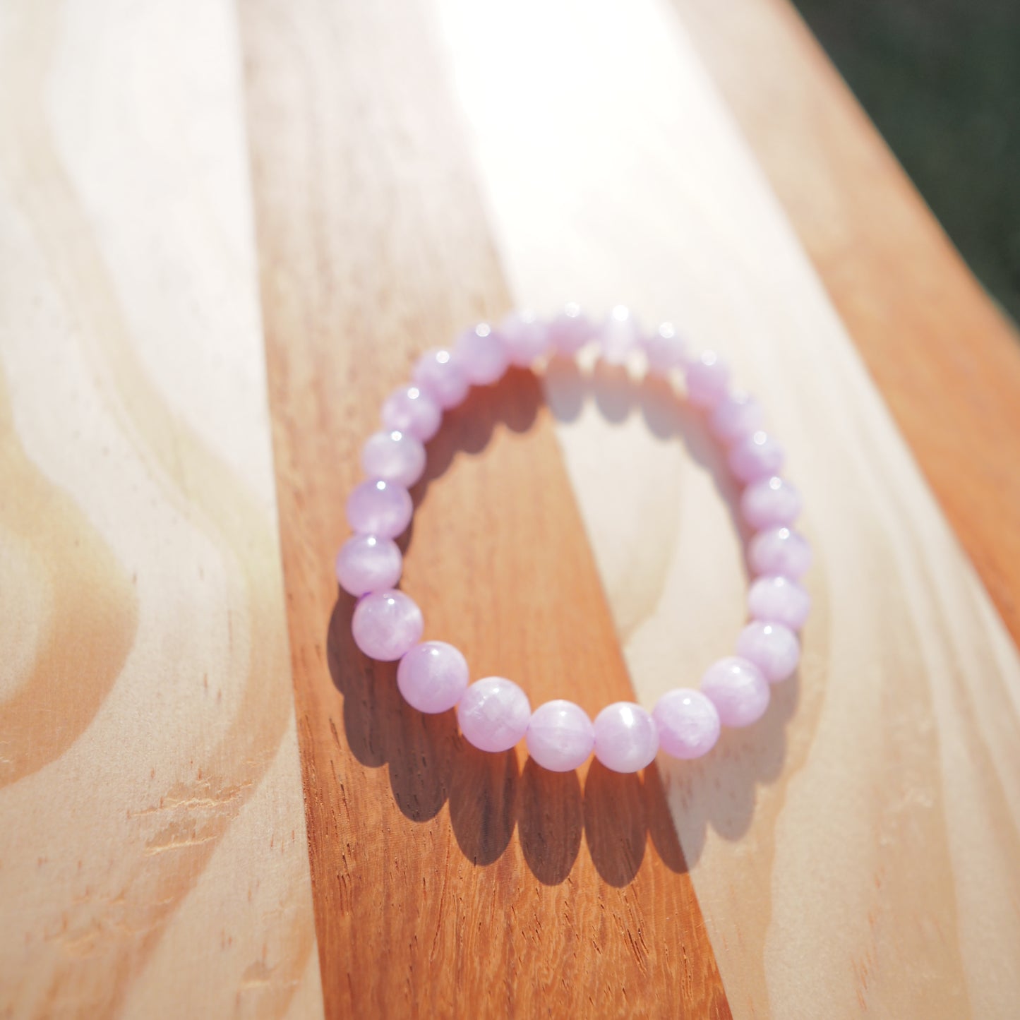 Natural Icy Cat's Eye Kunzite - Genuine Translucent Kunzite Beads Bracelet 8mm