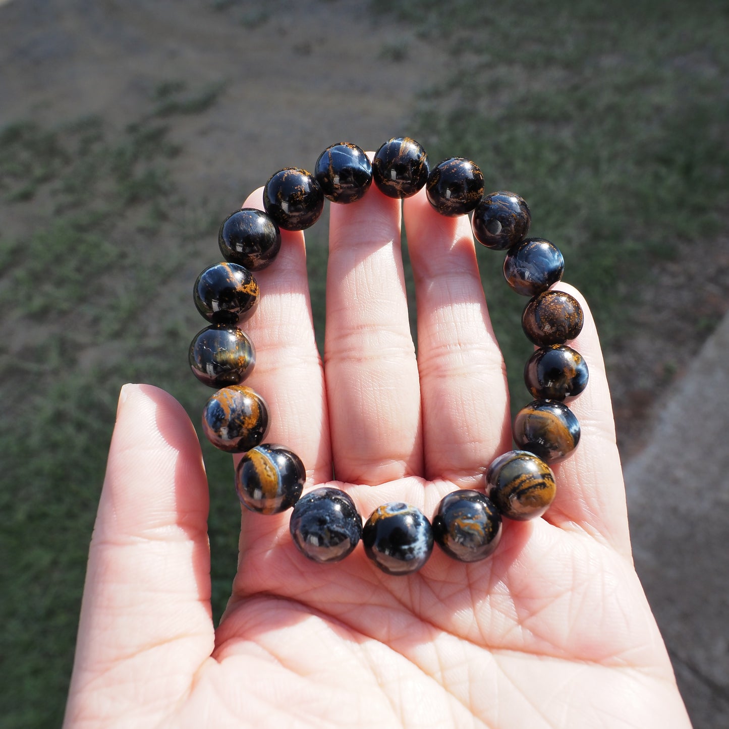 Natural Genuine Blue Brown Pietersite Beads Bracelet 11mm
