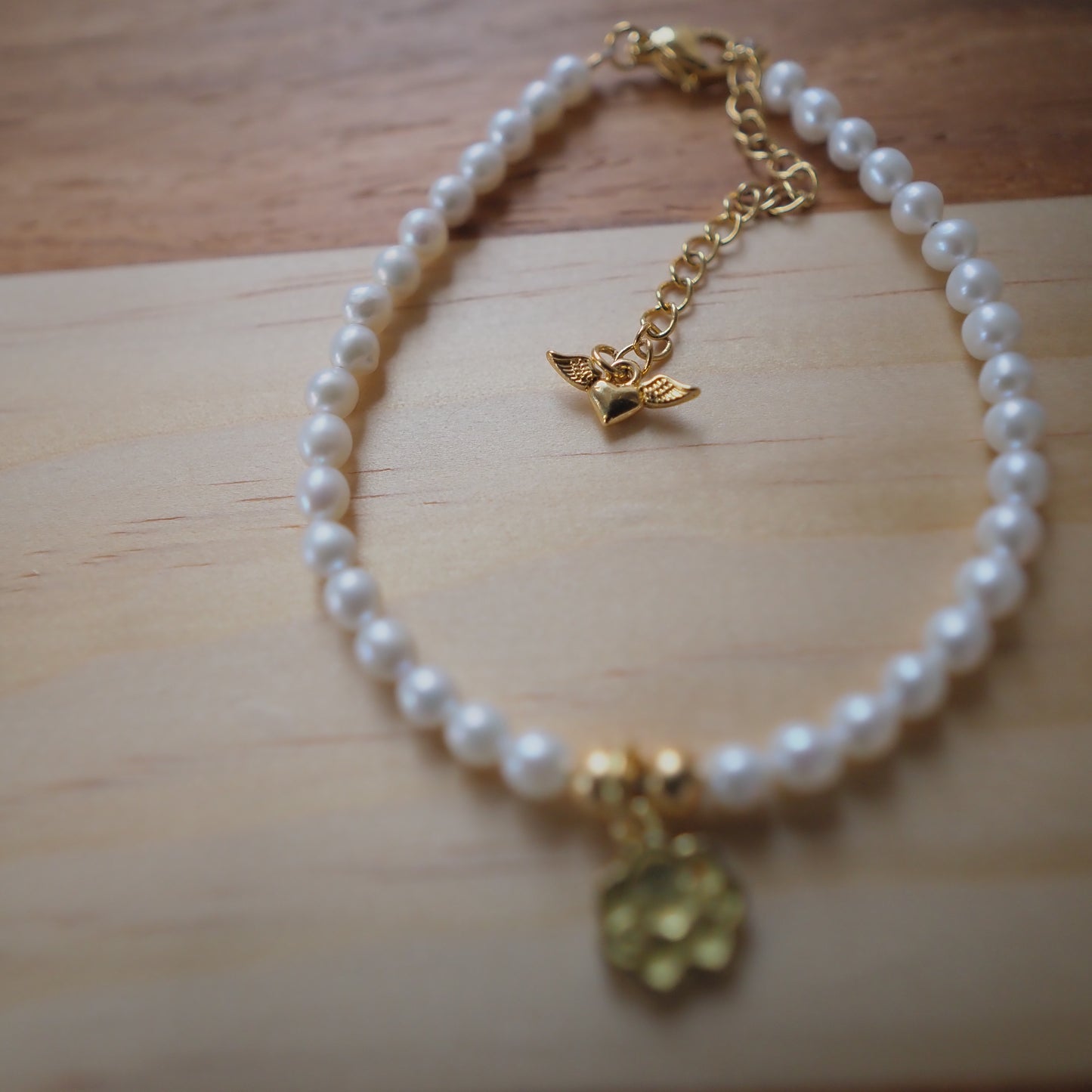 Natural Freshwater Pearls Bracelet, 14K Gold Plated