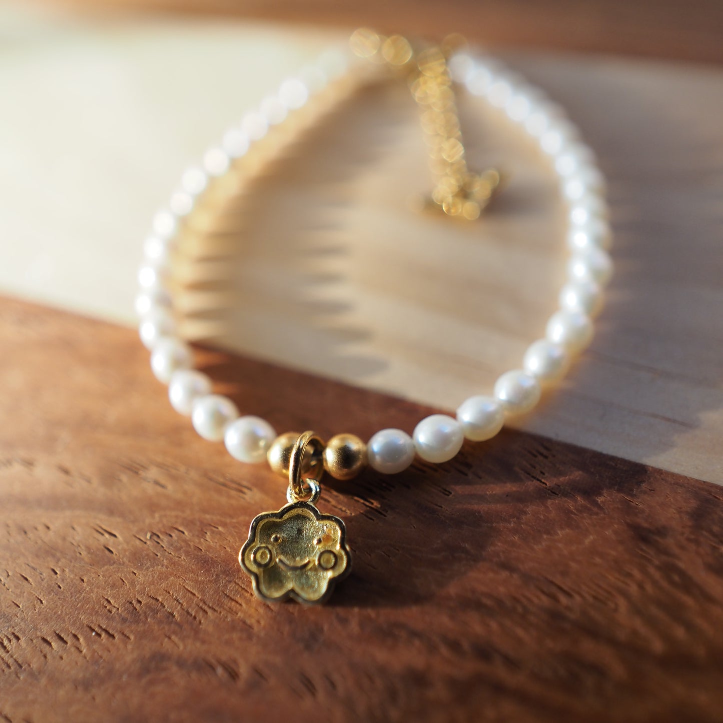 Natural Freshwater Pearls Bracelet, 14K Gold Plated