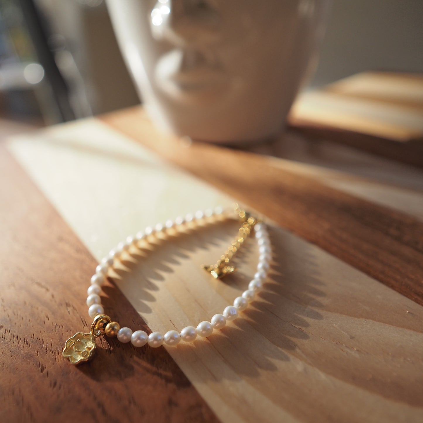Natural Freshwater Pearls Bracelet, 14K Gold Plated