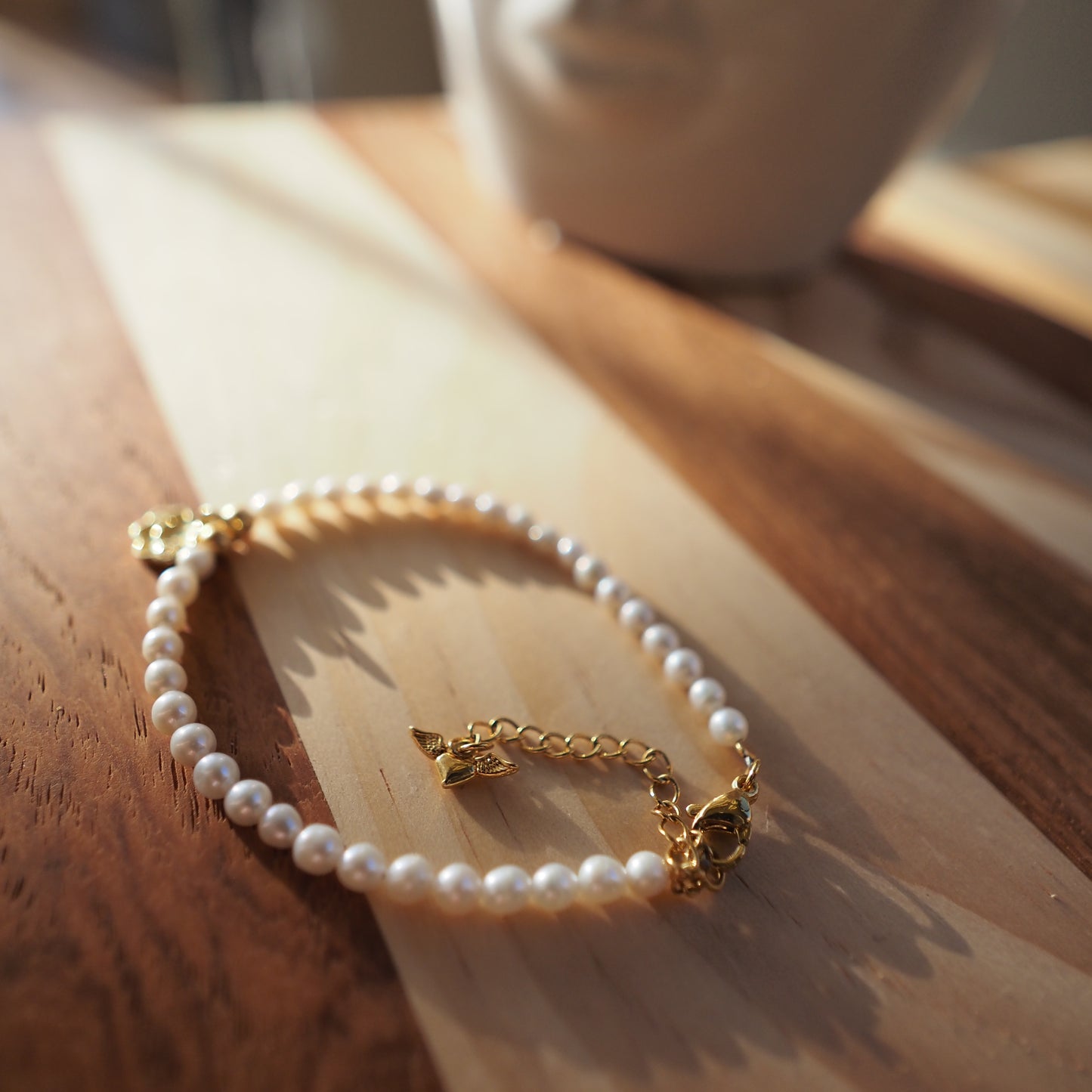 Natural Freshwater Pearls Bracelet, 14K Gold Plated