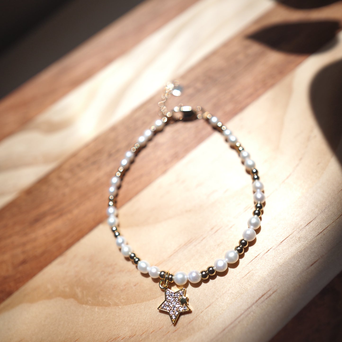 Natural Freshwater Pearls Bracelet, 14K Gold Plated