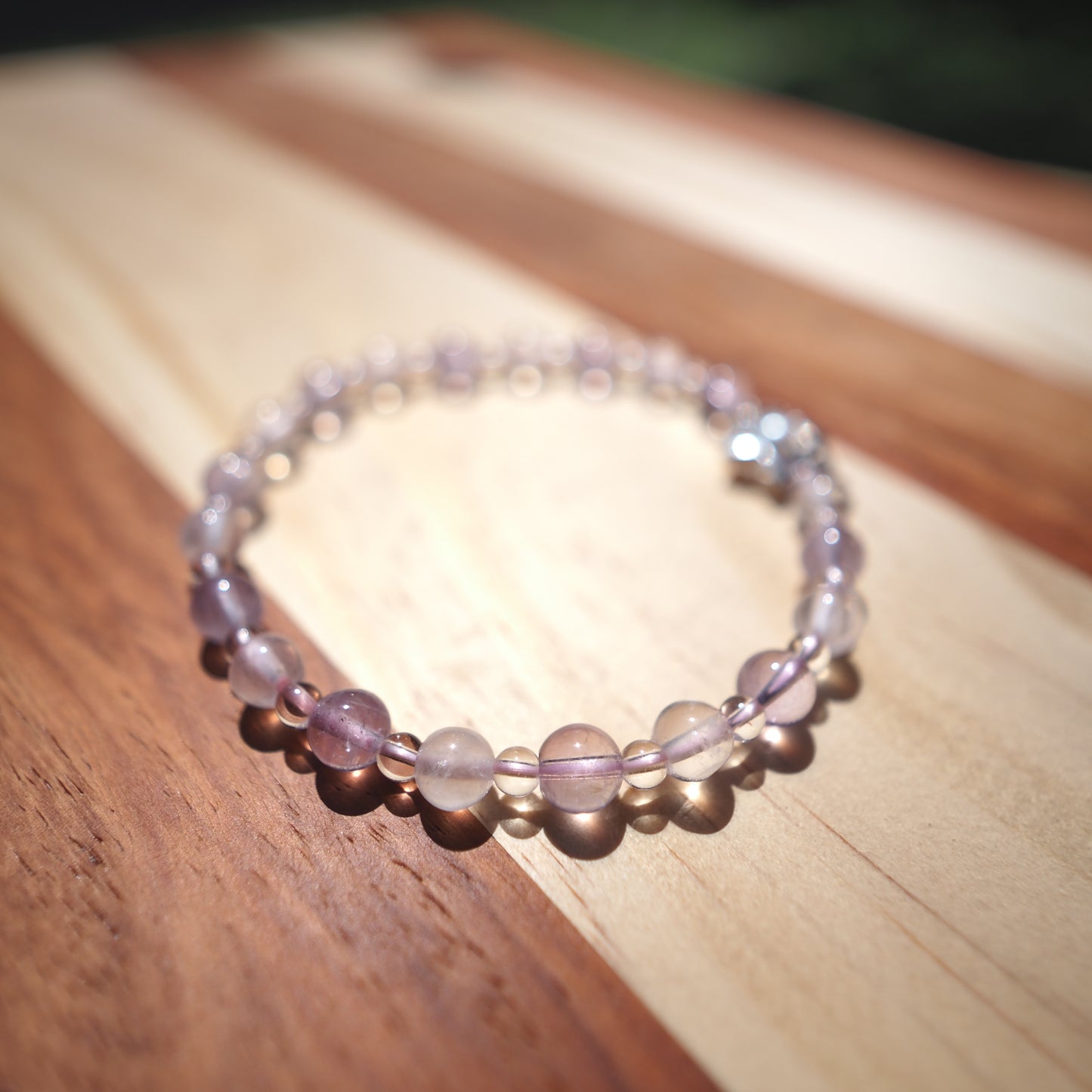 Natural Lavender Amethyst and Rose Quartz and Clear Quartz Bracelet 5.5mm