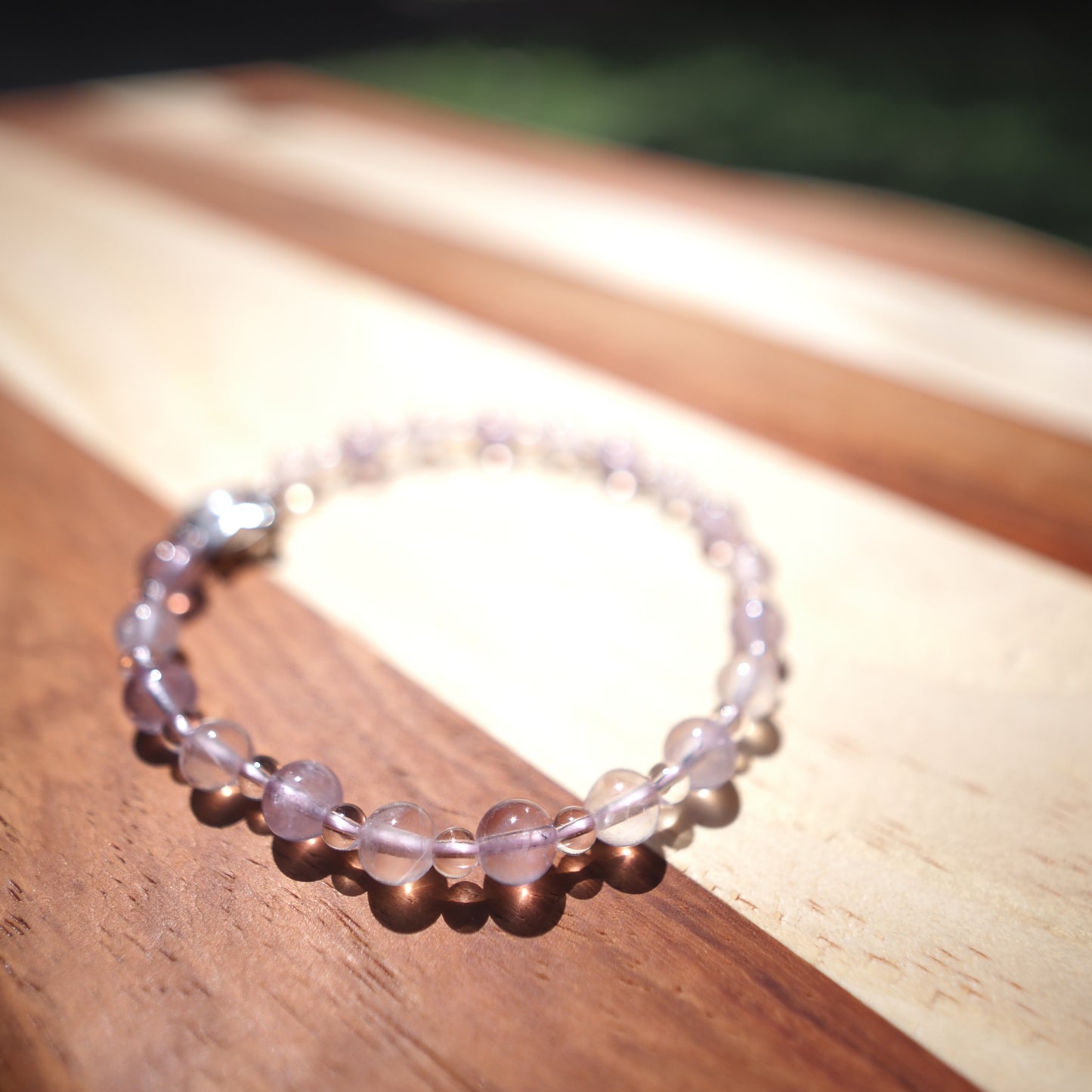 Natural Lavender Amethyst and Rose Quartz and Clear Quartz Bracelet 5.5mm