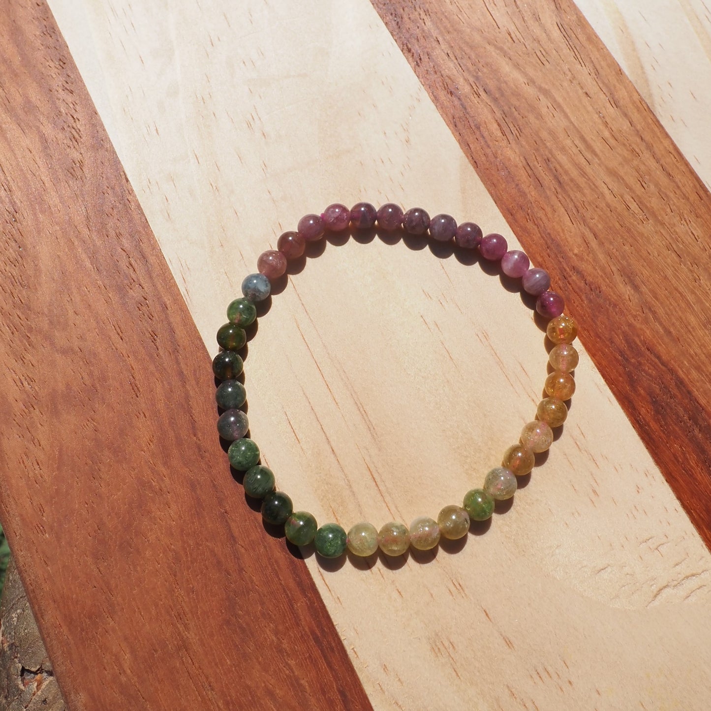 Natural High Quality Rainbow Color Tourmaline Bracelet 5mm