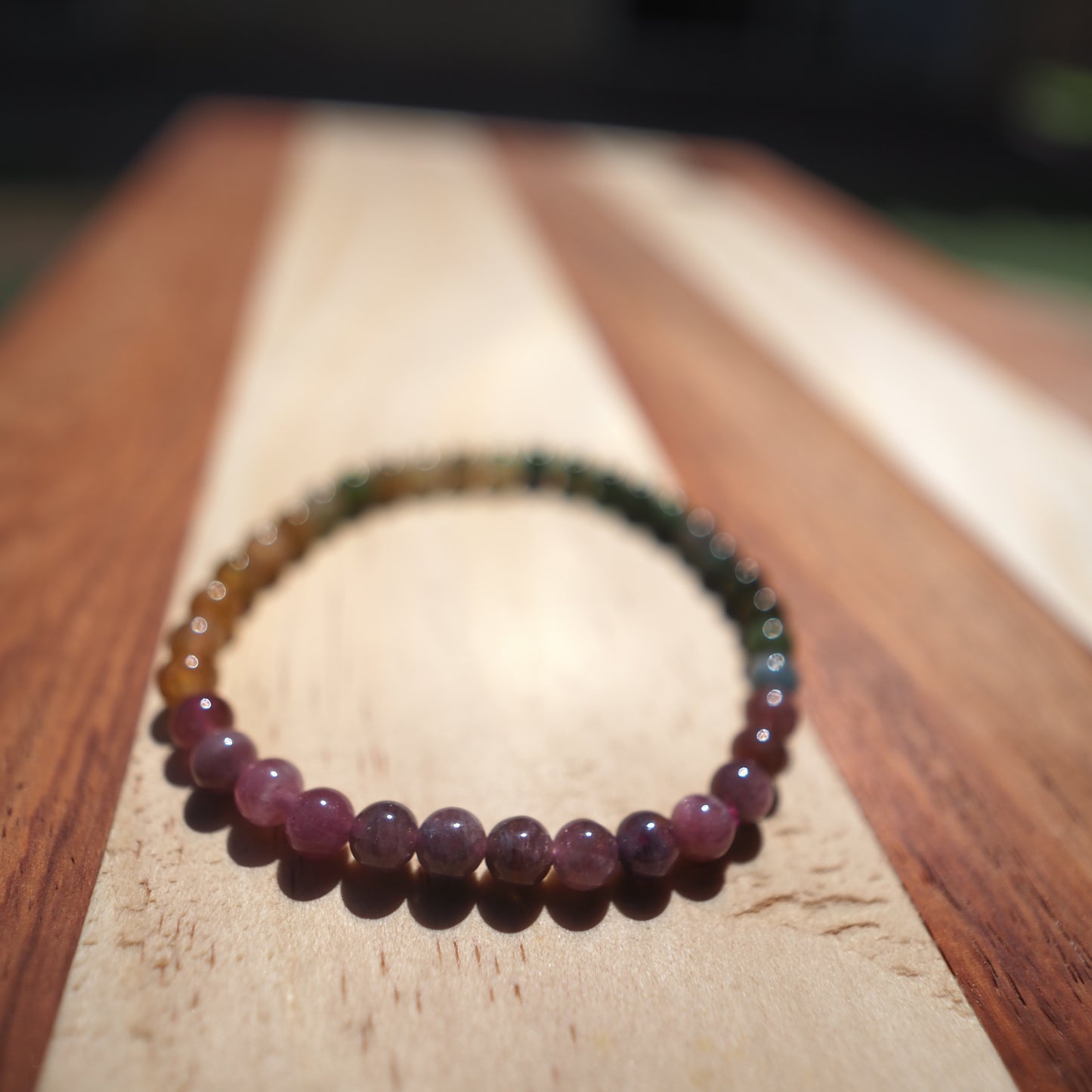 Natural High Quality Rainbow Color Tourmaline Bracelet 5mm