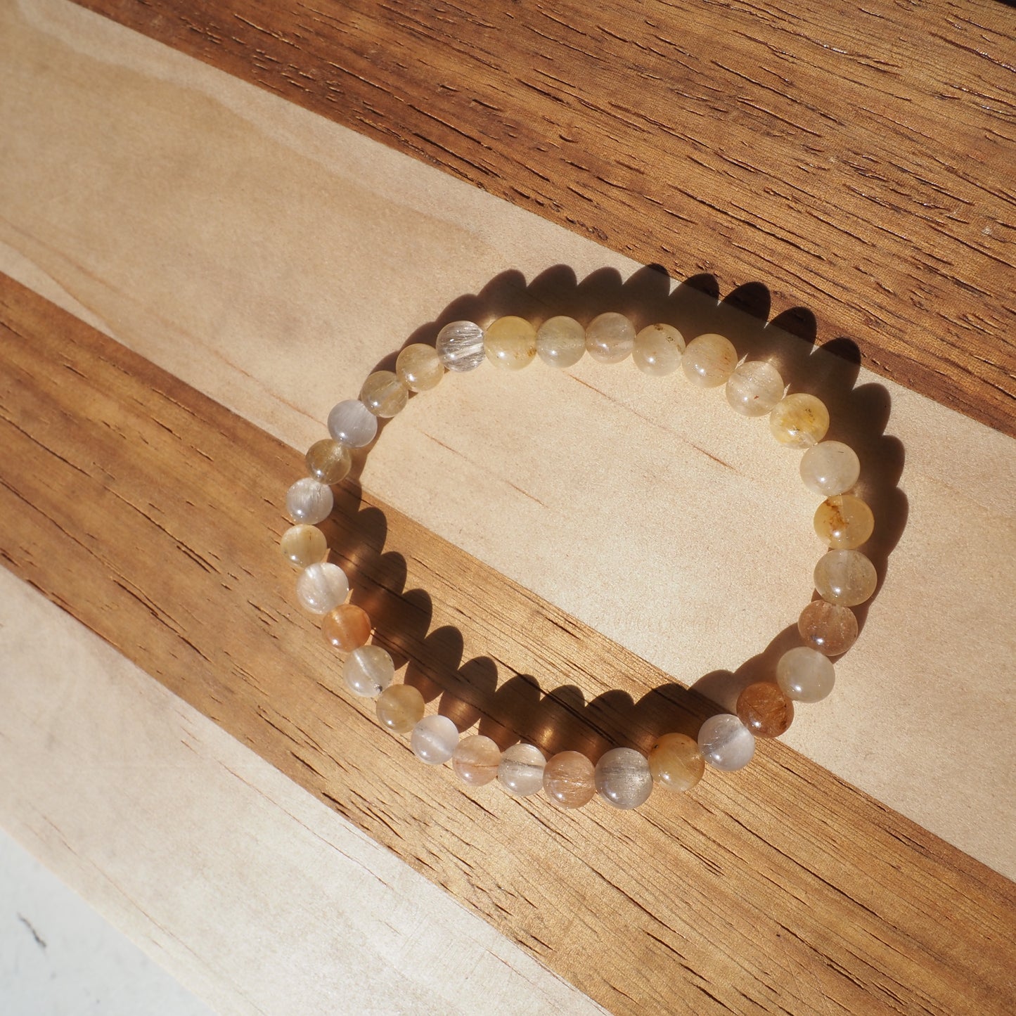 Natural Multicolor Rutilated Quartz Beads Bracelet 6mm