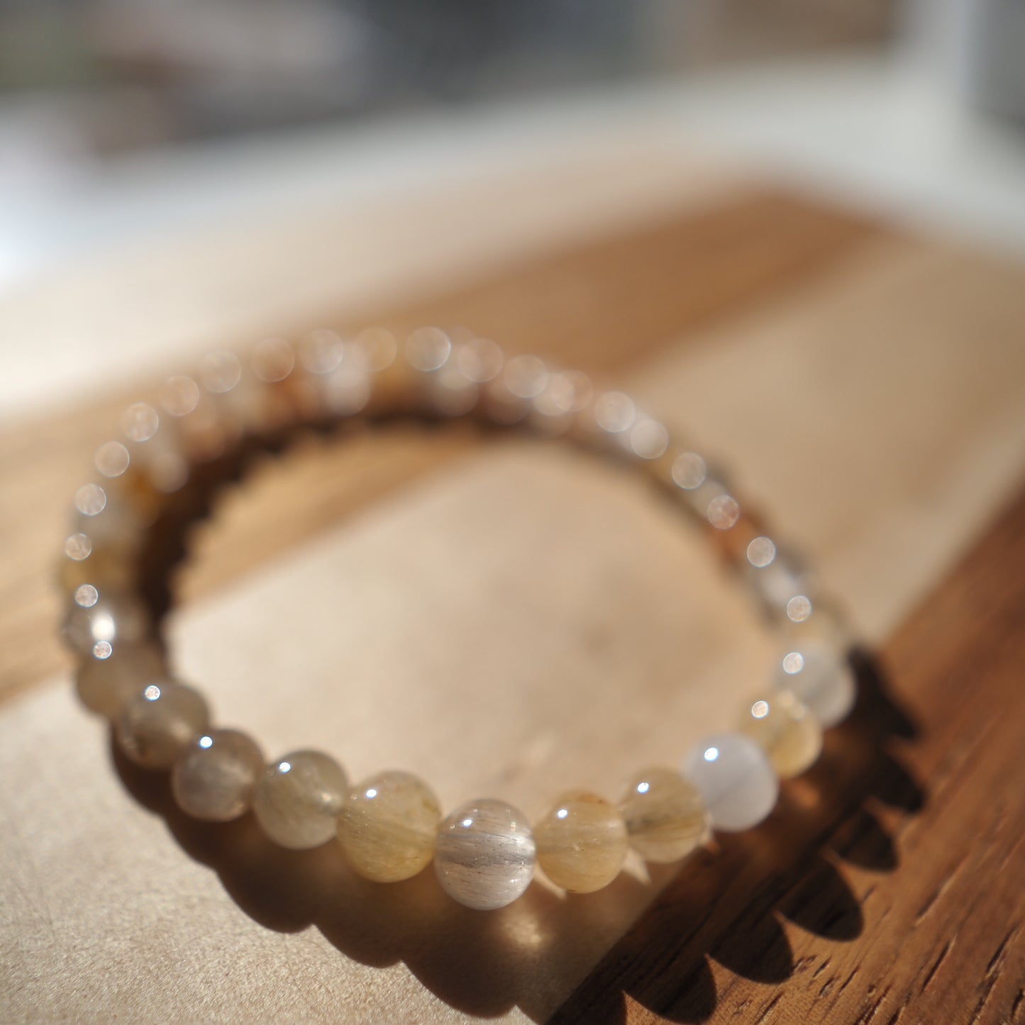 Natural Multicolor Rutilated Quartz Beads Bracelet 6mm